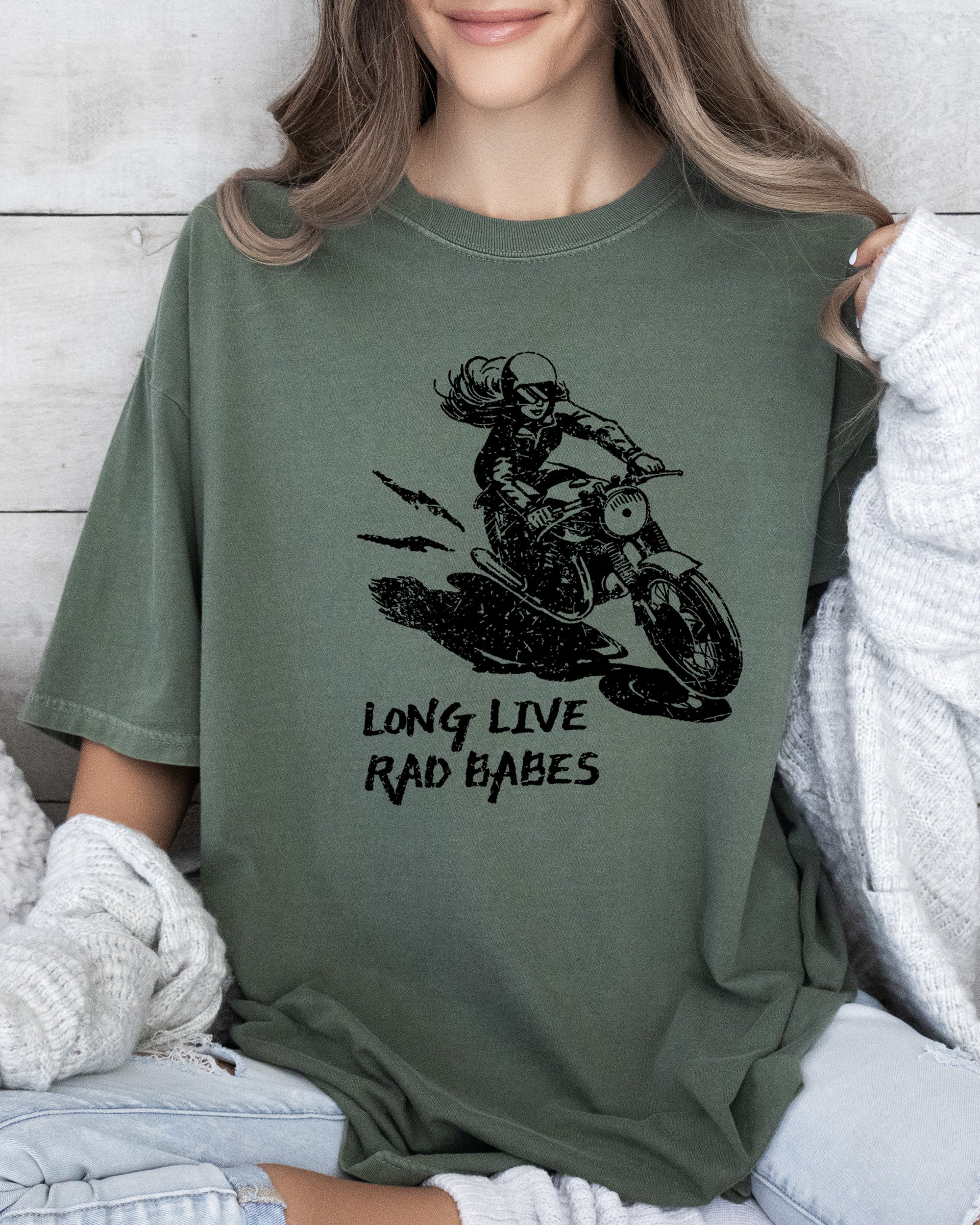 Long Live Rad Babes Motorcycle Feminist Women Retro Vintage Graphic Comfort Colors Tee