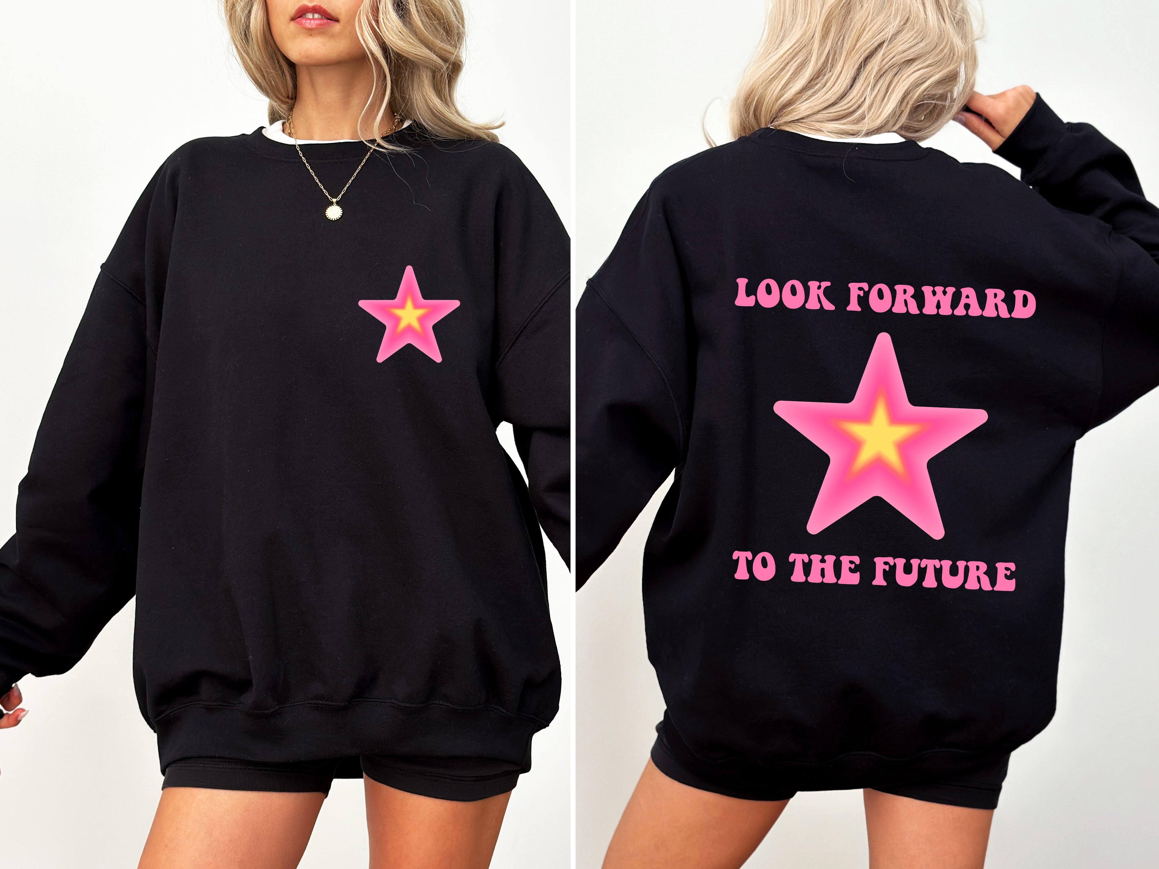 Look Forward To The Future Retro Aesthetic Y2K Graphic Design Inspired Sweatshirt