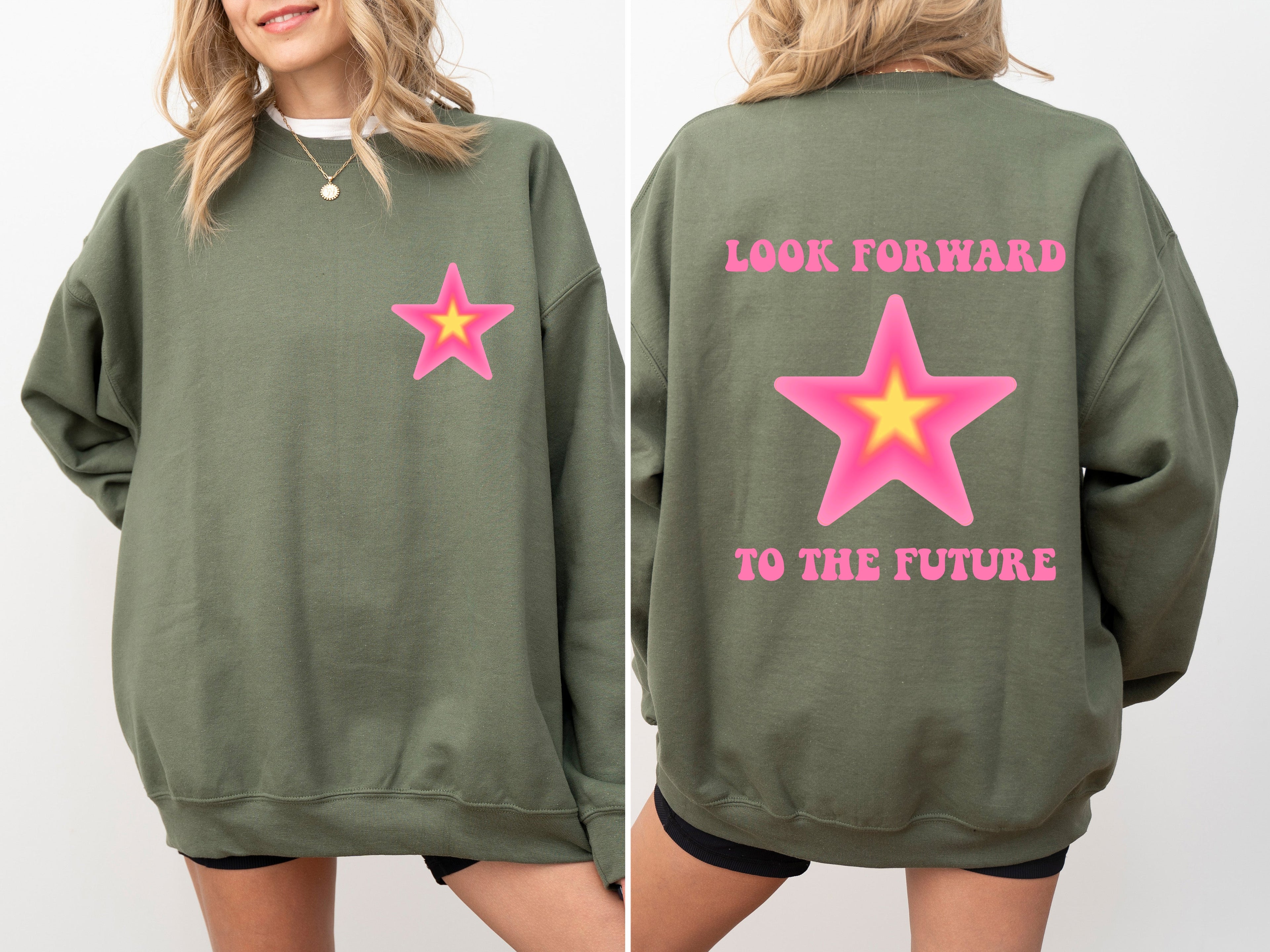 Look Forward To The Future Retro Aesthetic Y2K Graphic Design Inspired Sweatshirt