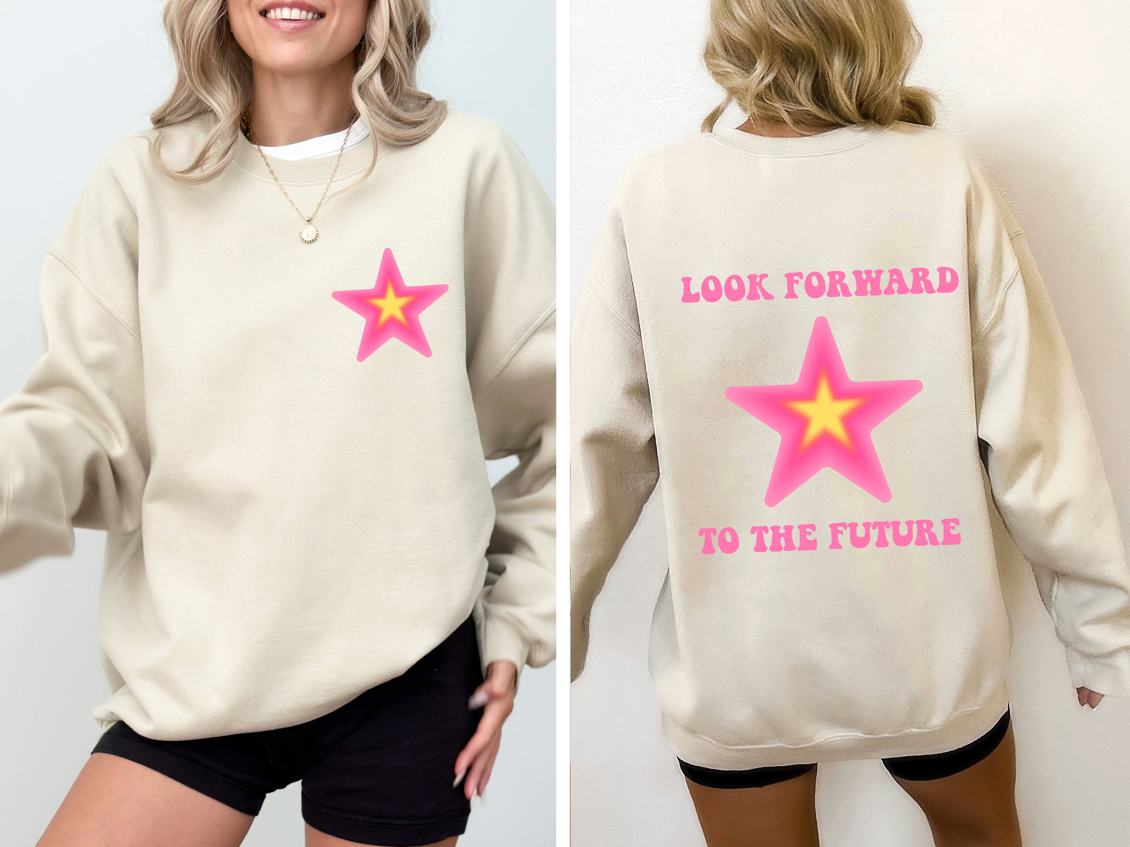Look Forward To The Future Retro Aesthetic Y2K Graphic Design Inspired Sweatshirt