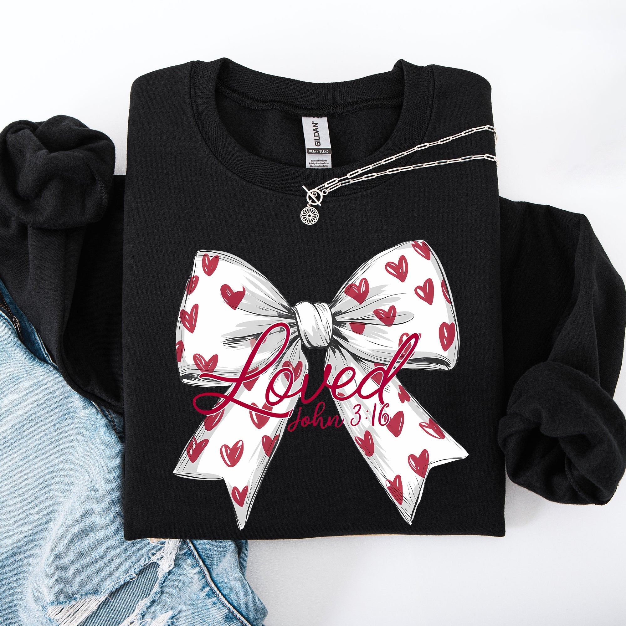 Loved John 3:16 Faith And Love Hearts Valentine's Day Edition Premium Soft Cozy Sweatshirt