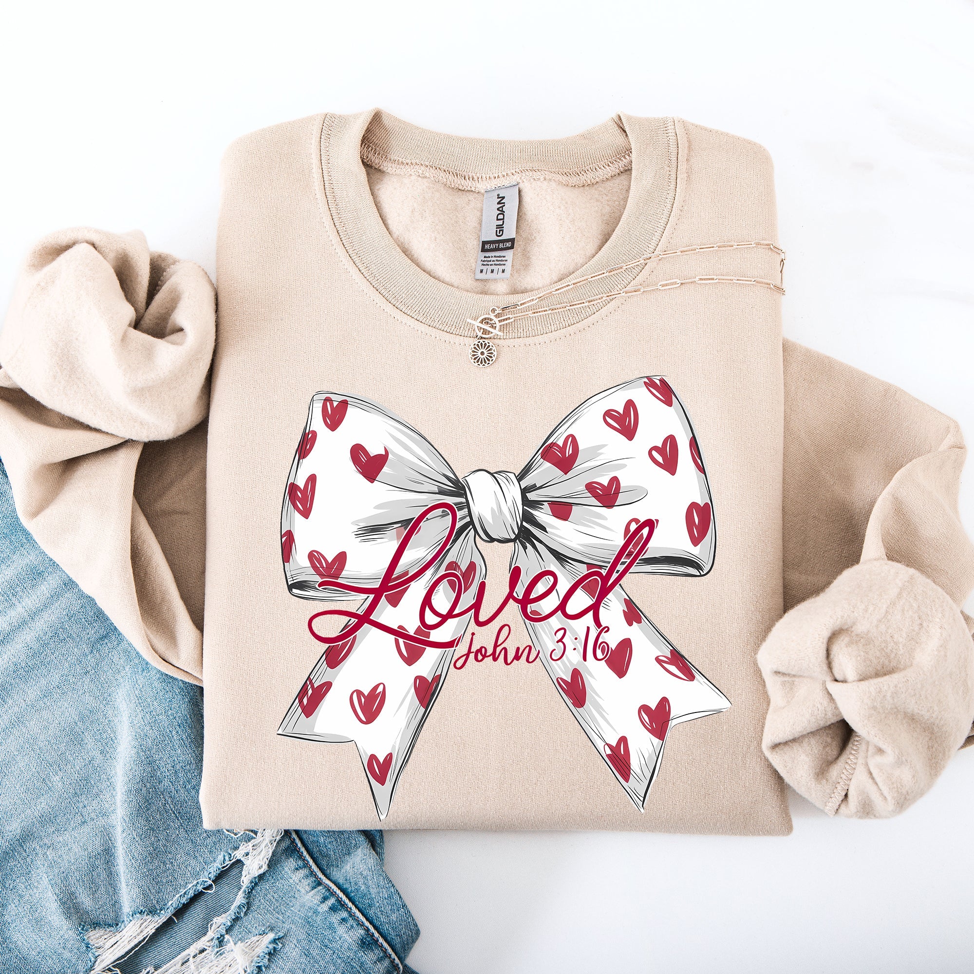 Loved John 3:16 Faith And Love Hearts Valentine's Day Edition Premium Soft Cozy Sweatshirt