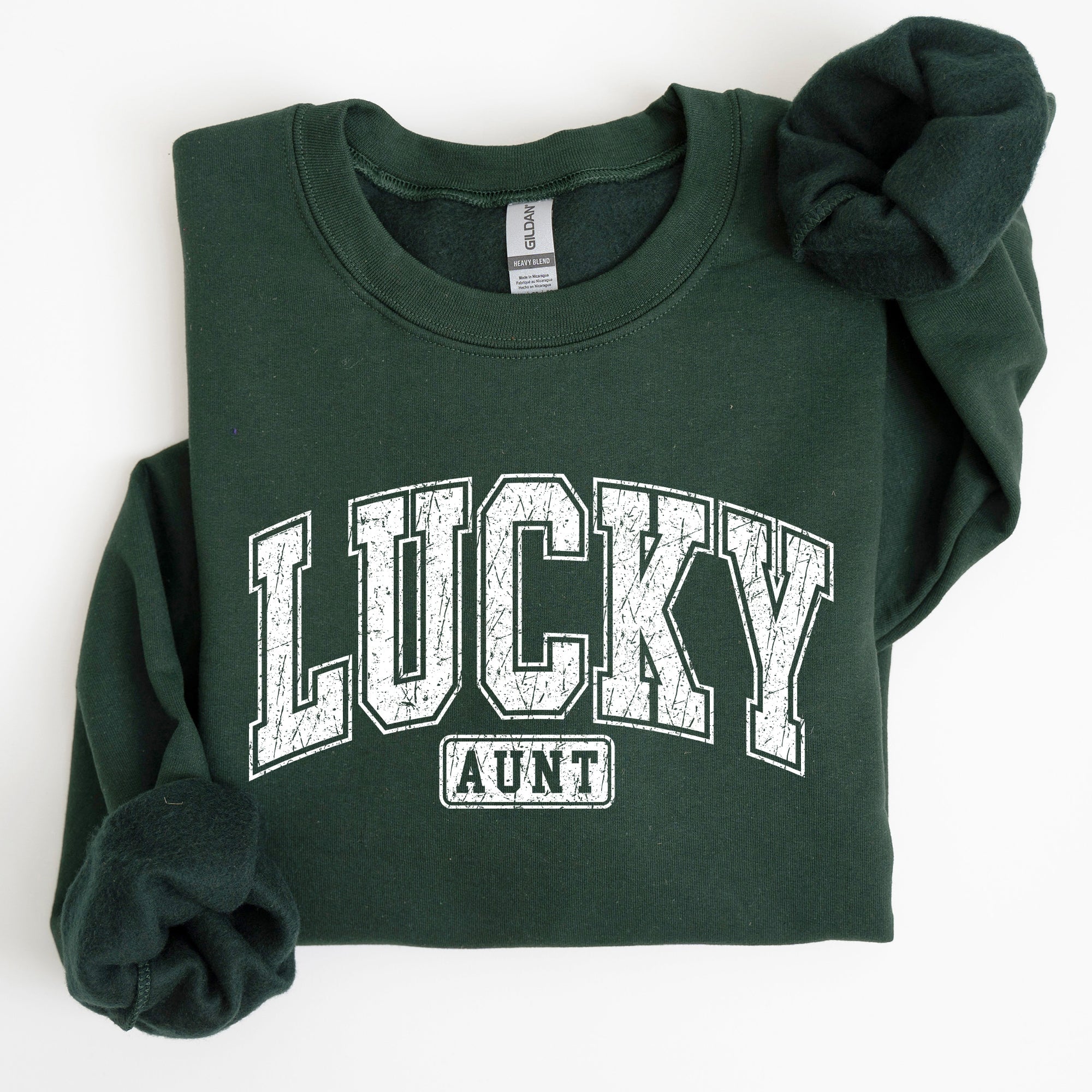 Lucky Aunt Retro St Patrick's Day Vintage Style Cozy Fleece Knit Cotton Blend Sweatshirt