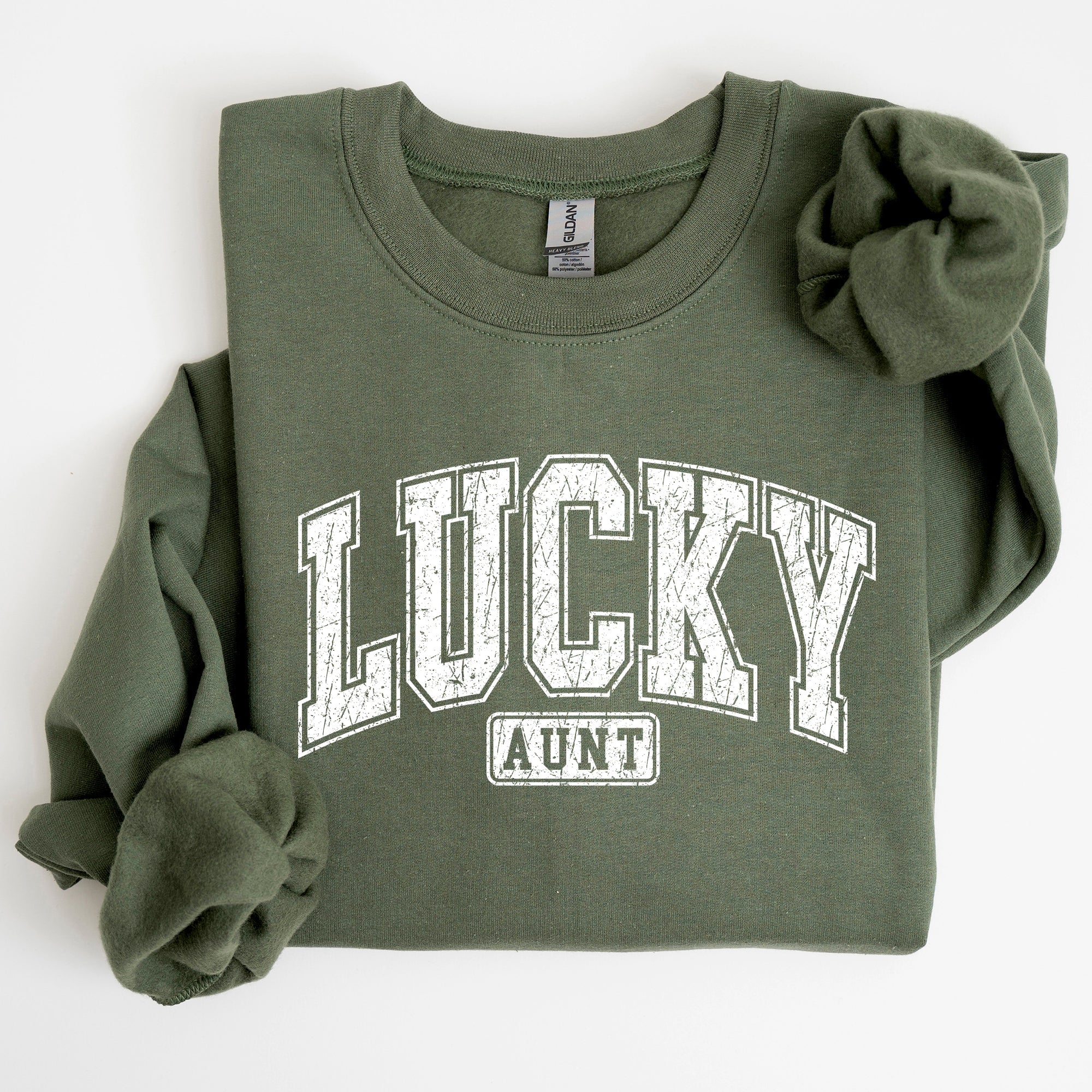 Lucky Aunt Retro St Patrick's Day Vintage Style Cozy Fleece Knit Cotton Blend Sweatshirt