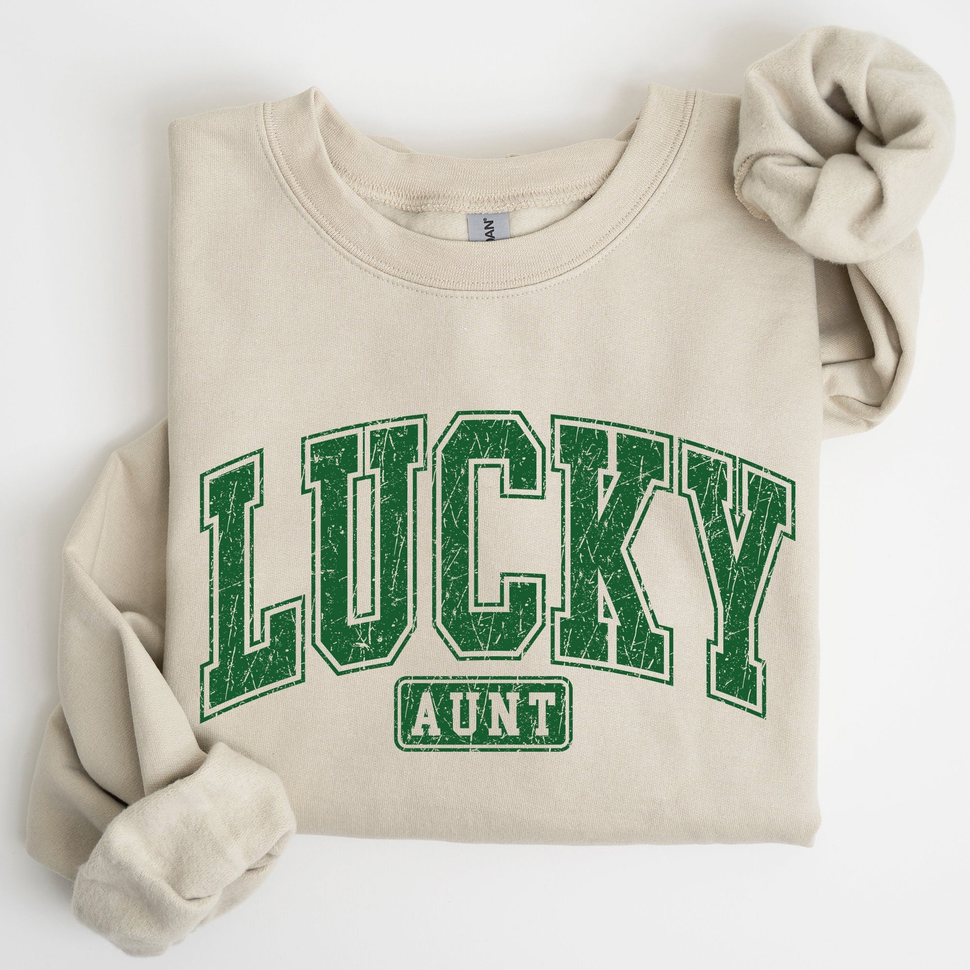Lucky Aunt Retro St Patrick's Day Vintage Style Cozy Fleece Knit Cotton Blend Sweatshirt