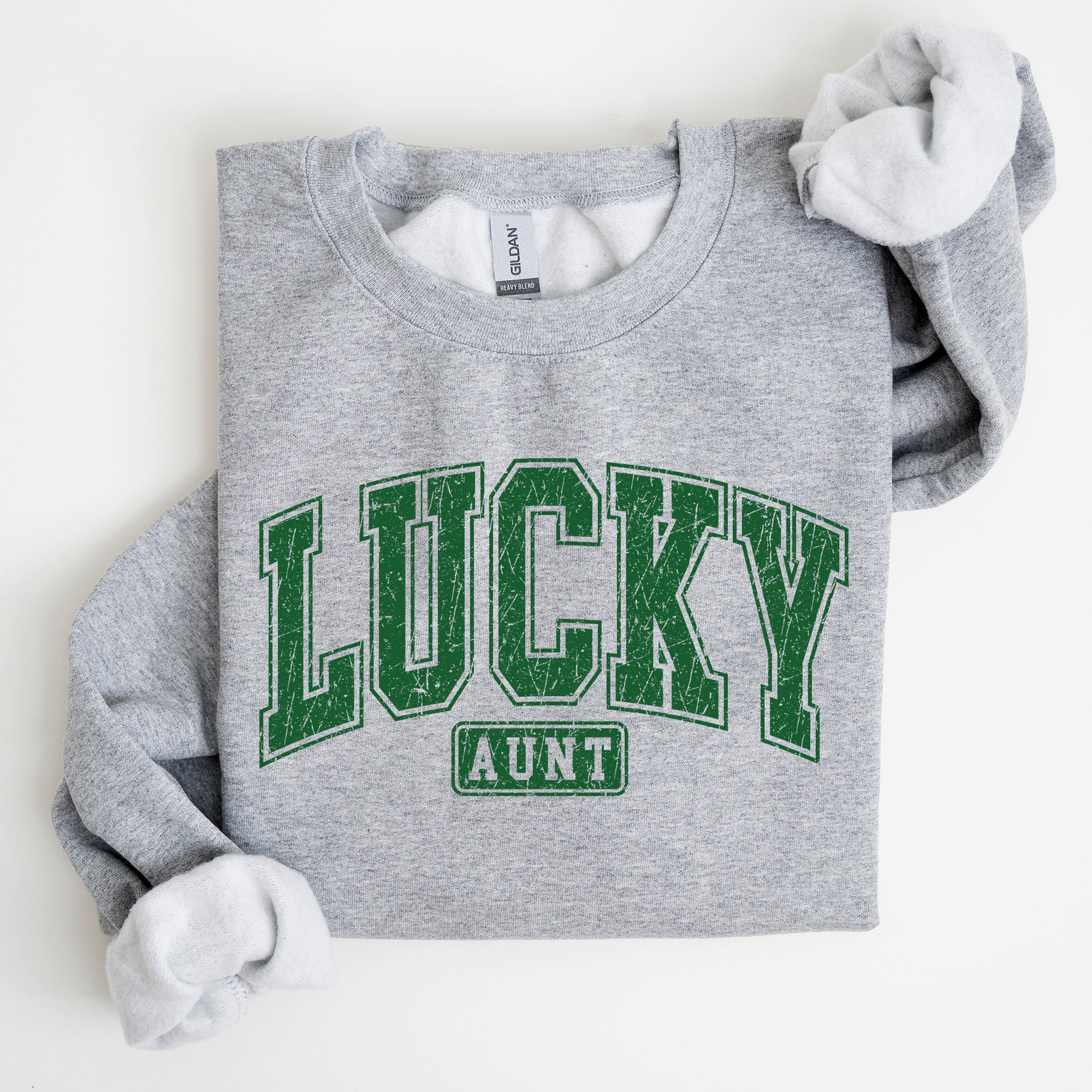 Lucky Aunt Retro St Patrick's Day Vintage Style Cozy Fleece Knit Cotton Blend Sweatshirt