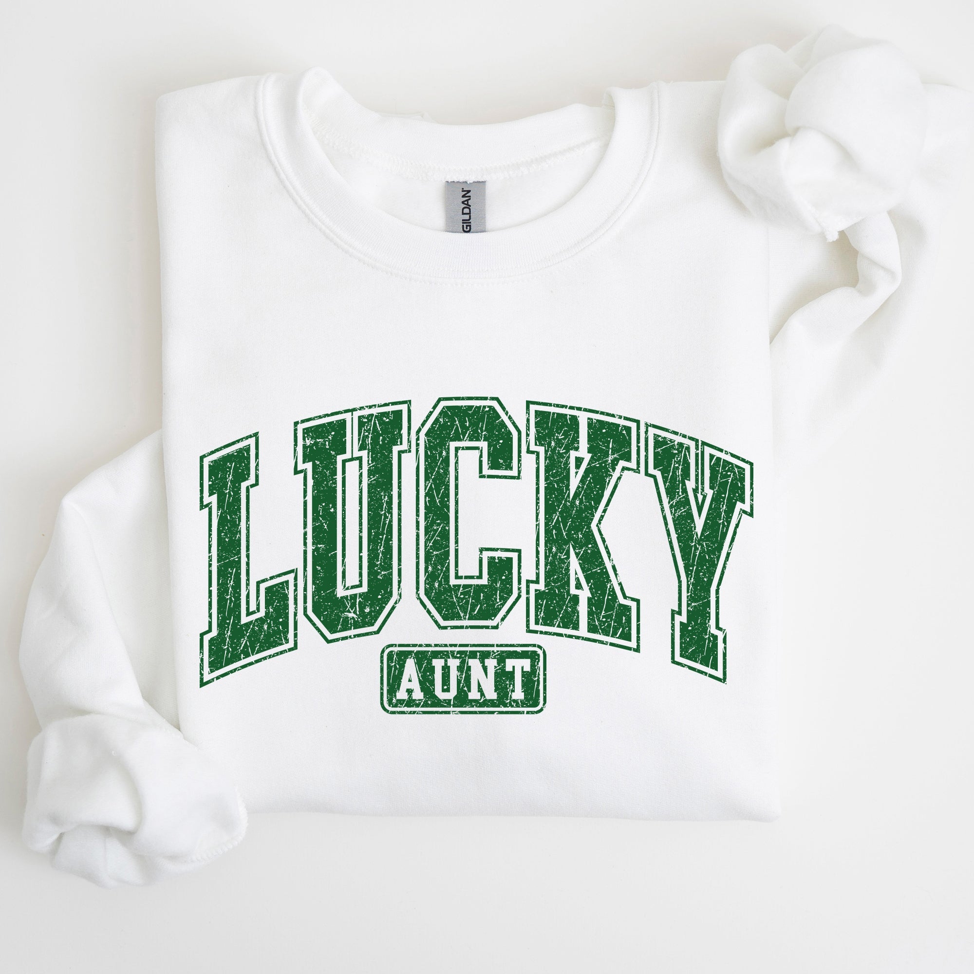 Lucky Aunt Retro St Patrick's Day Vintage Style Cozy Fleece Knit Cotton Blend Sweatshirt