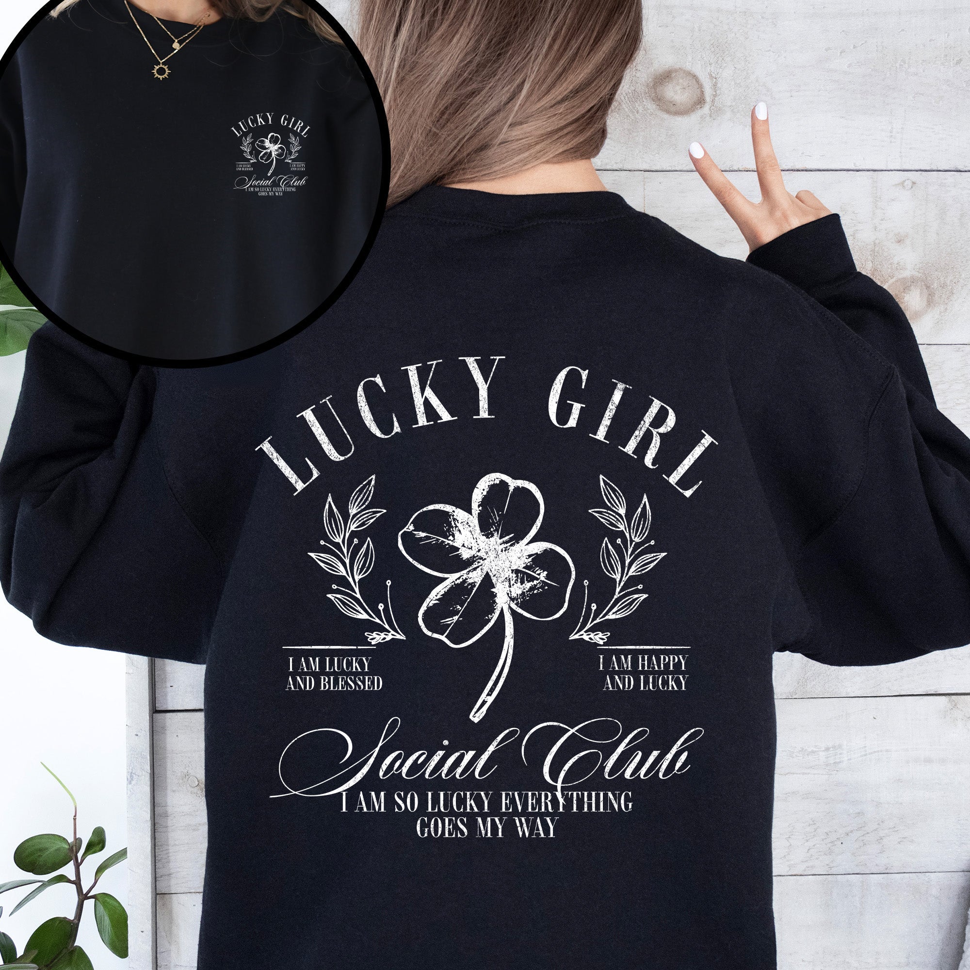 Lucky Girl Social Club Irish Pride St Patrick's Day Shamrock Clover Leprechaun Sweatshirt