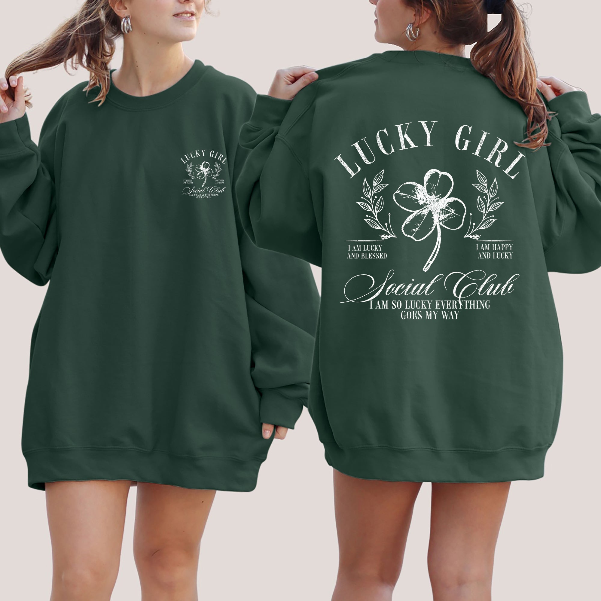 Lucky Girl Social Club Irish Pride St Patrick's Day Shamrock Clover Leprechaun Sweatshirt