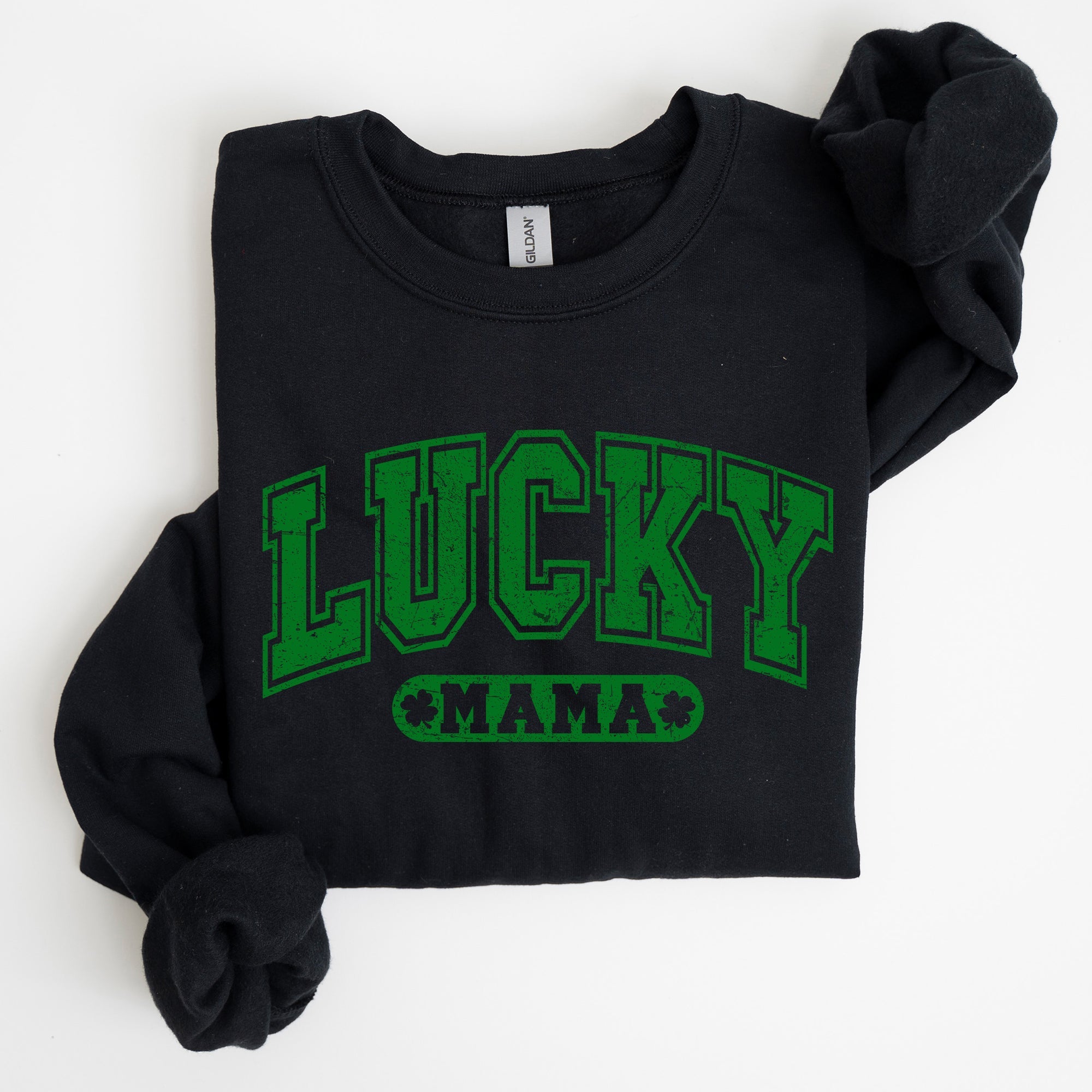 Lucky Mama Retro St Patrick's Day Irish Luck Graphic Vintage Cozy Festive Sweatshirt
