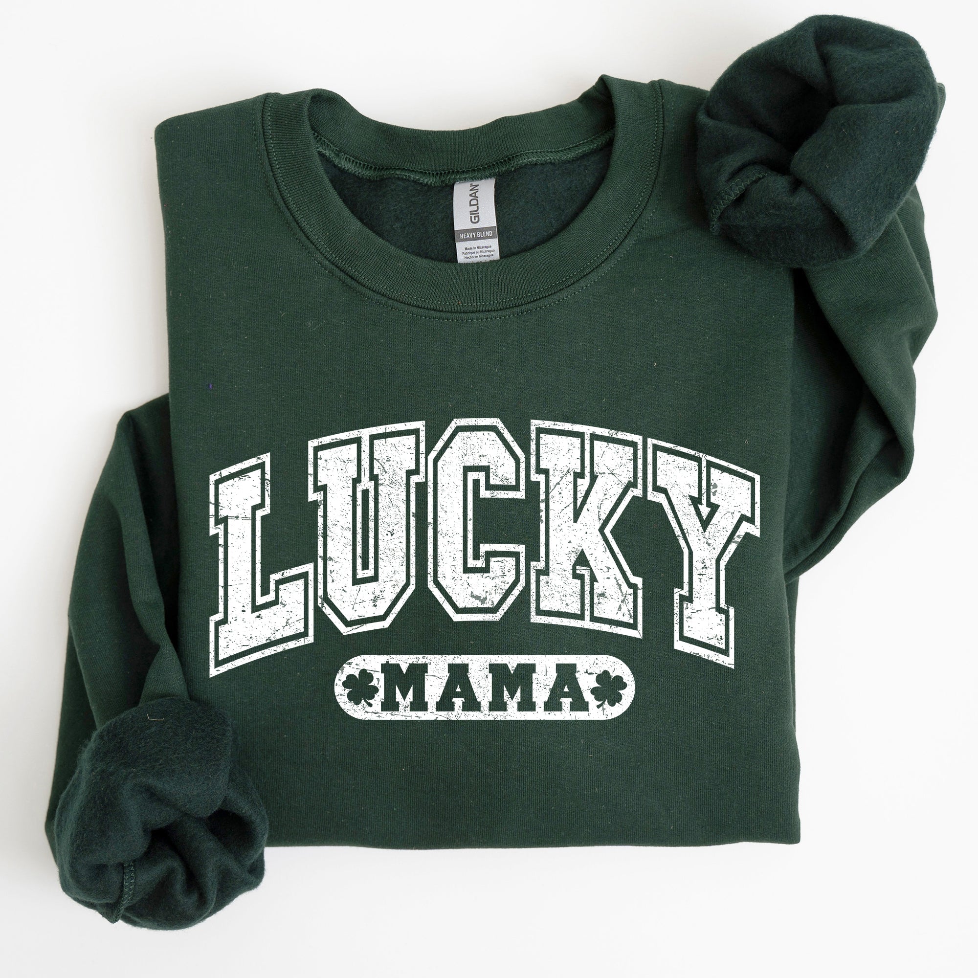 Lucky Mama Retro St Patrick's Day Irish Luck Graphic Vintage Cozy Festive Sweatshirt