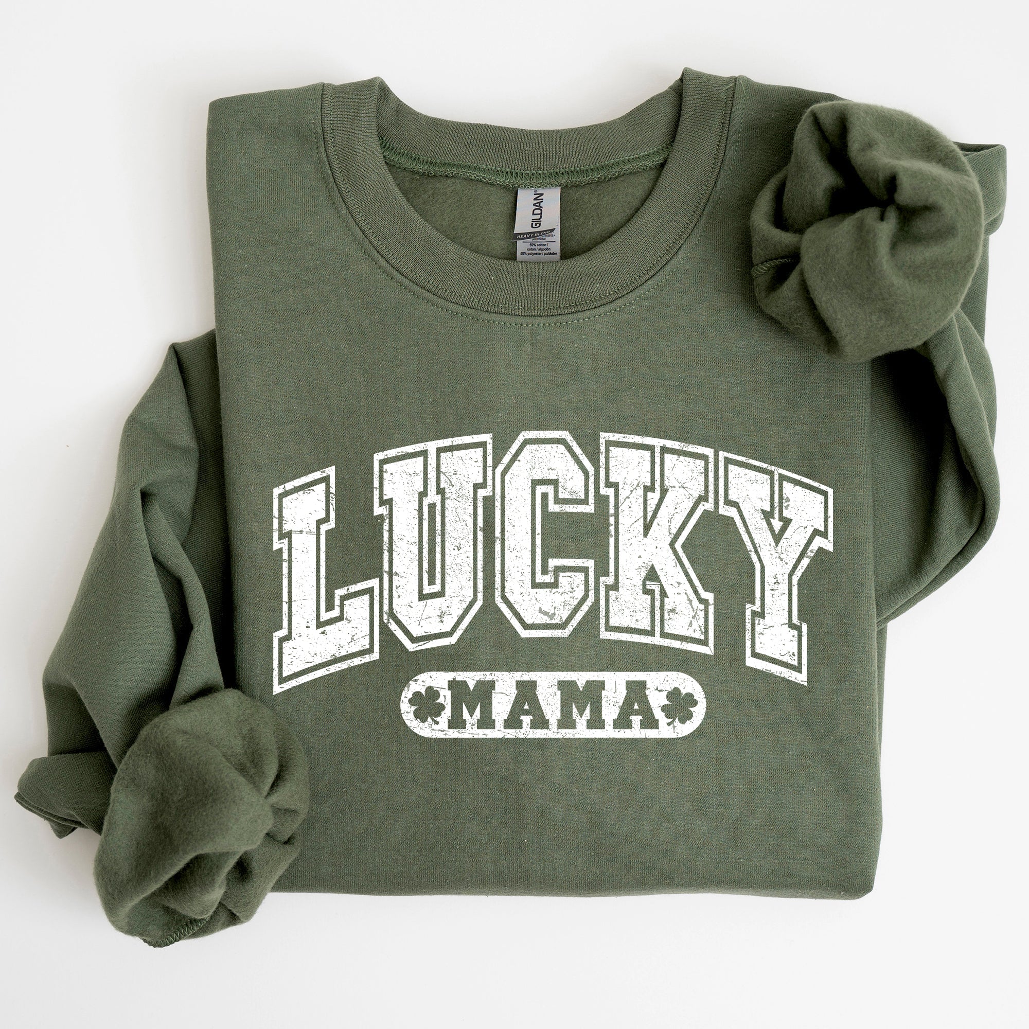 Lucky Mama Retro St Patrick's Day Irish Luck Graphic Vintage Cozy Festive Sweatshirt