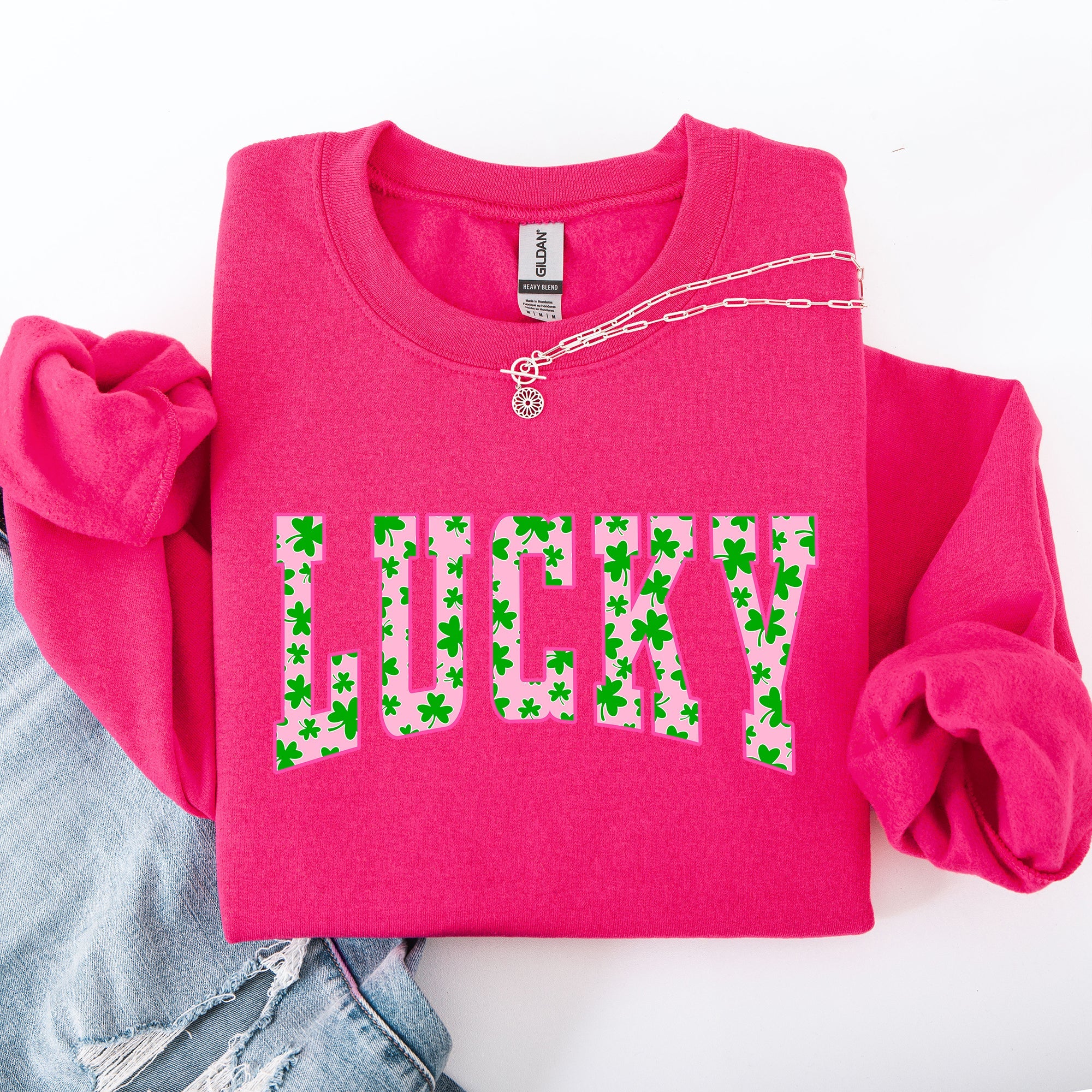 Lucky Leprechaun Shamrock Clover Vintage Collegiate St Patrick's Day Edition Sweatshirt