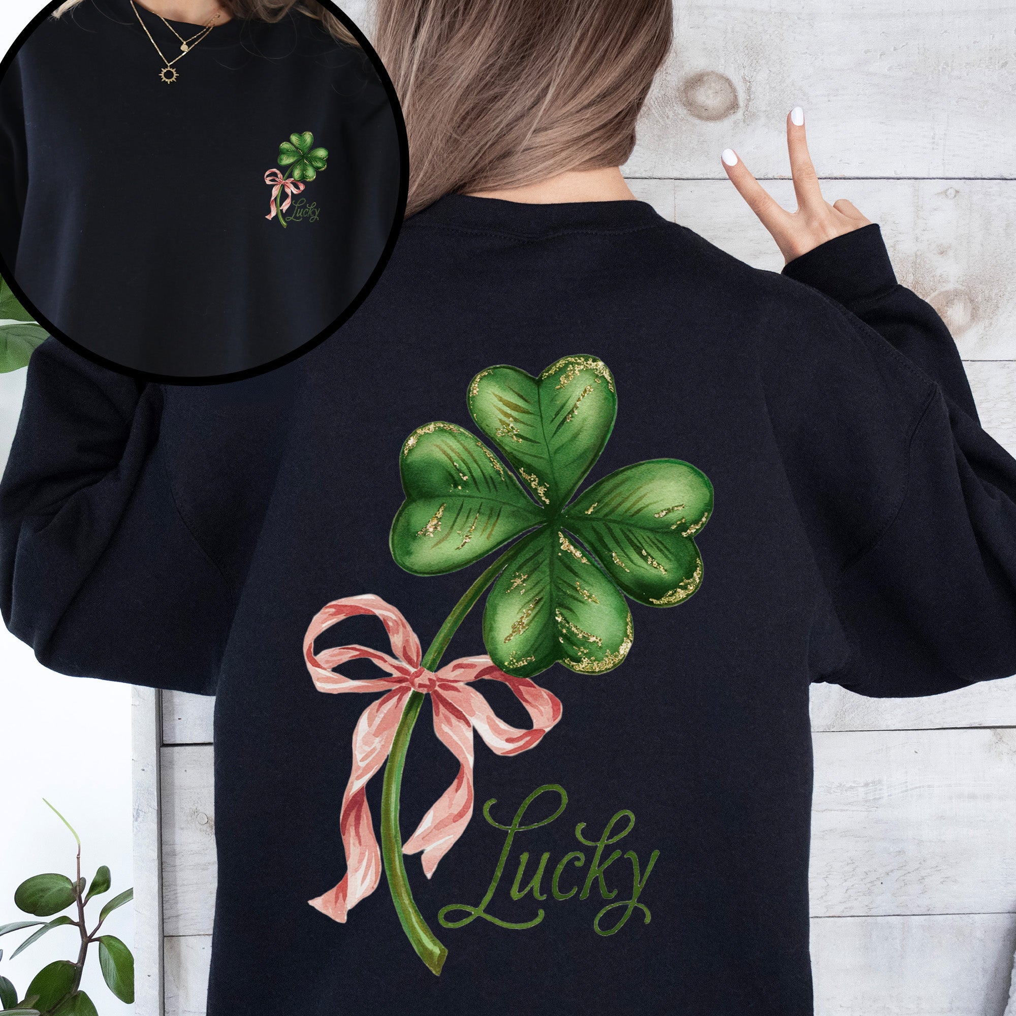Lucky Coquette St Patrick's Day Shamrock Clover Leprechaun Celebration Sweatshirt
