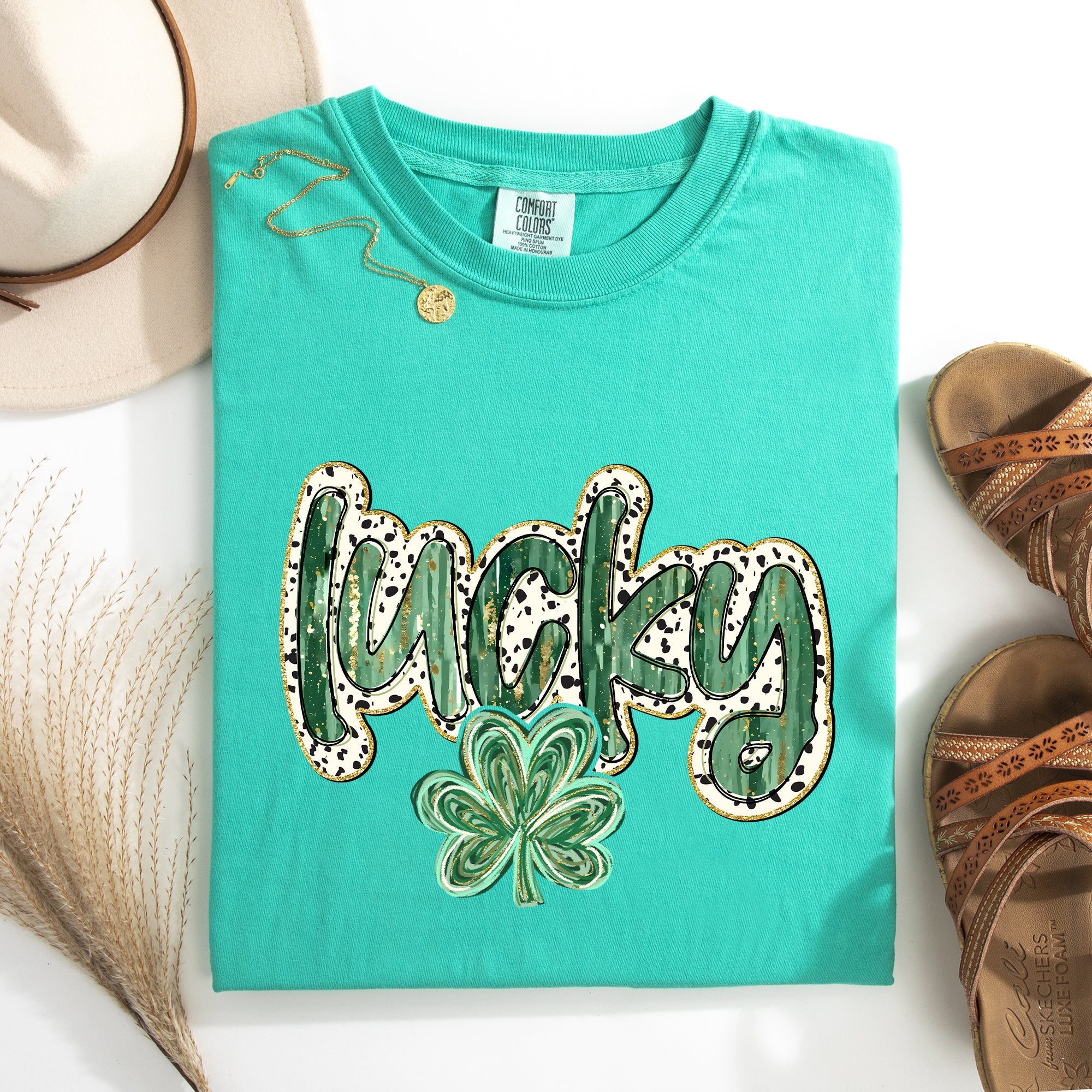 Lucky Leprechaun Dalmatian Print St Patrick's Day Shamrock Clover Limited Edition Comfort Colors Tee