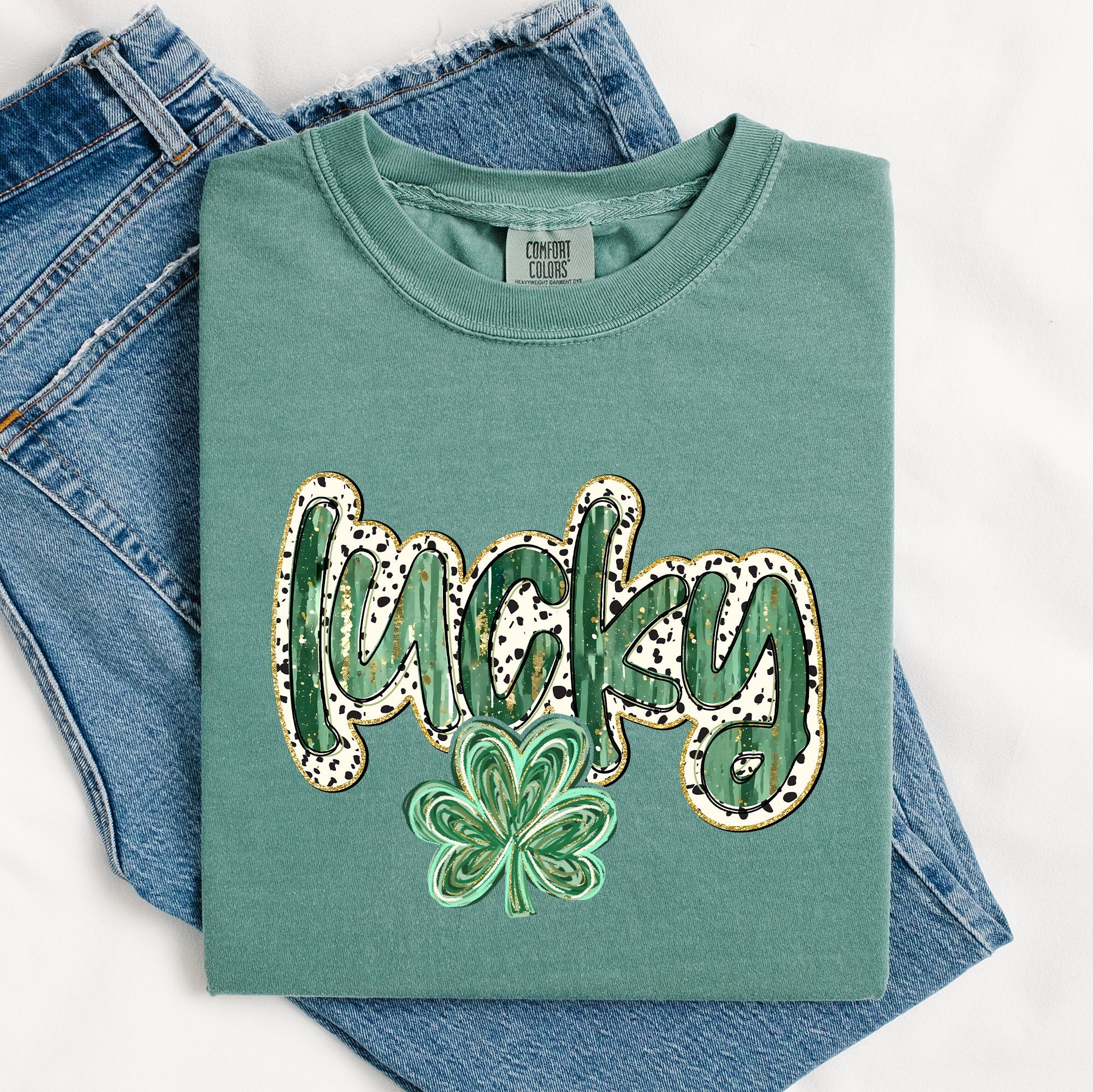 Lucky Leprechaun Dalmatian Print St Patrick's Day Shamrock Clover Limited Edition Comfort Colors Tee