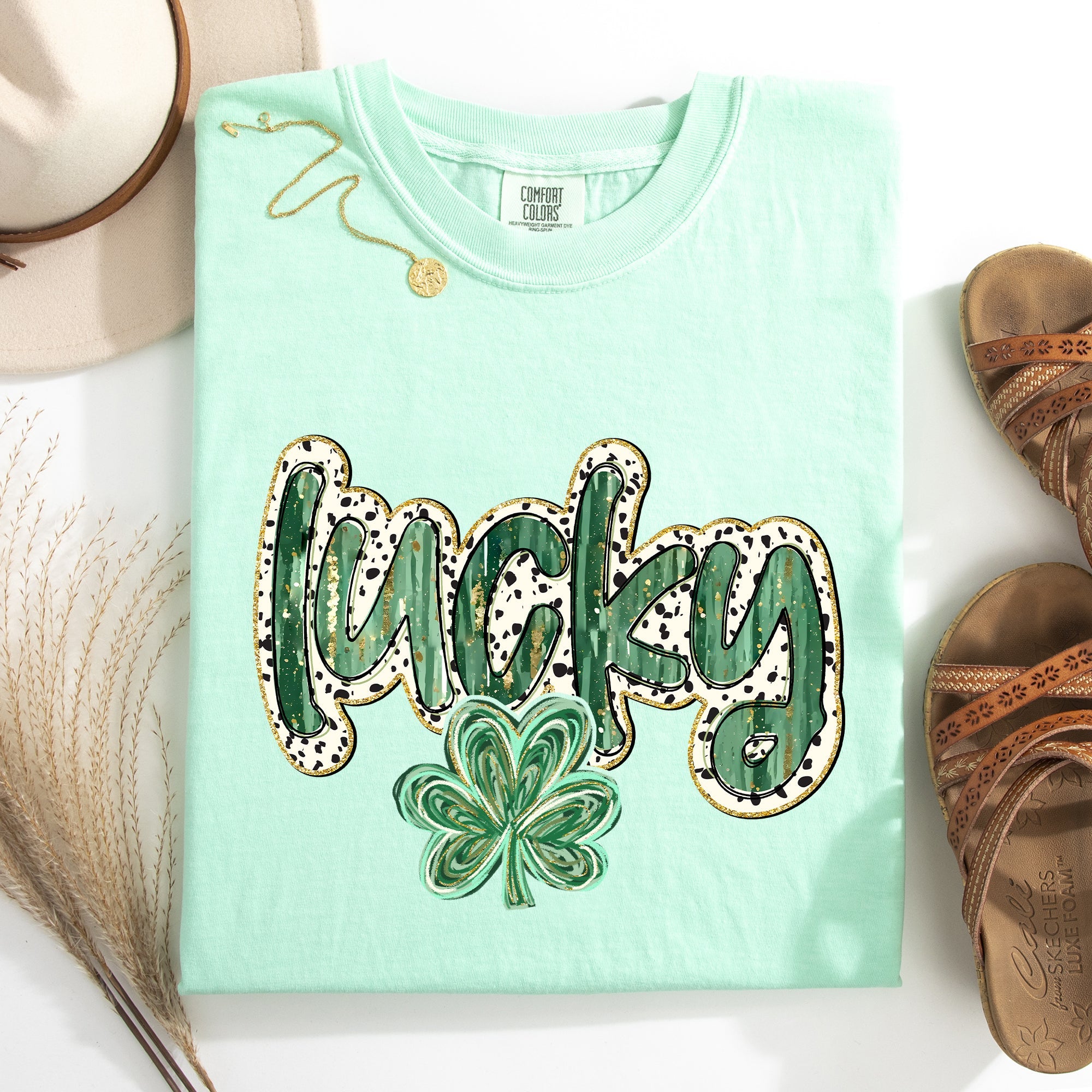 Lucky Leprechaun Dalmatian Print St Patrick's Day Shamrock Clover Limited Edition Comfort Colors Tee