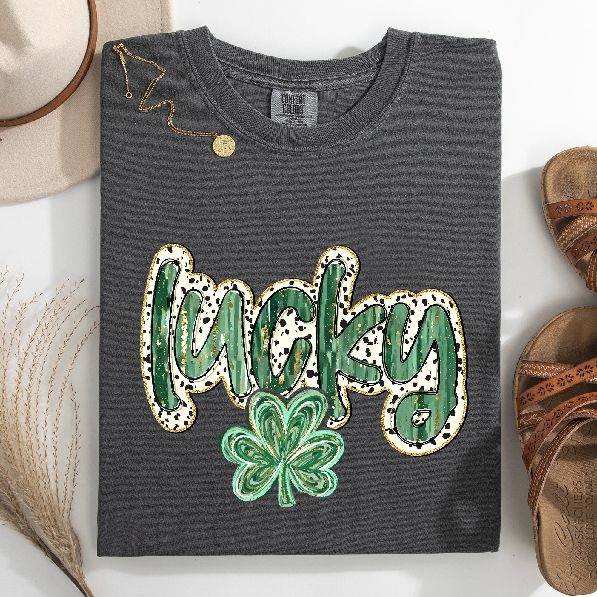 Lucky Leprechaun Dalmatian Print St Patrick's Day Shamrock Clover Limited Edition Comfort Colors Tee