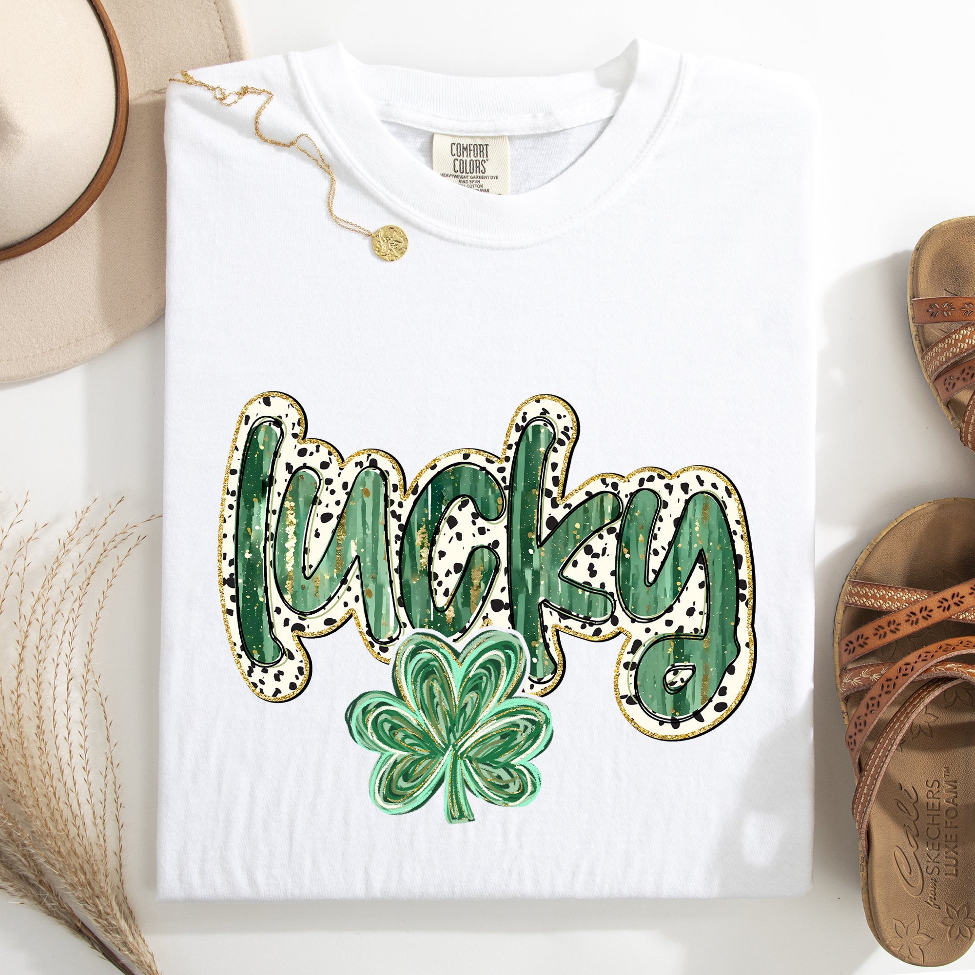 Lucky Leprechaun Dalmatian Print St Patrick's Day Shamrock Clover Limited Edition Comfort Colors Tee