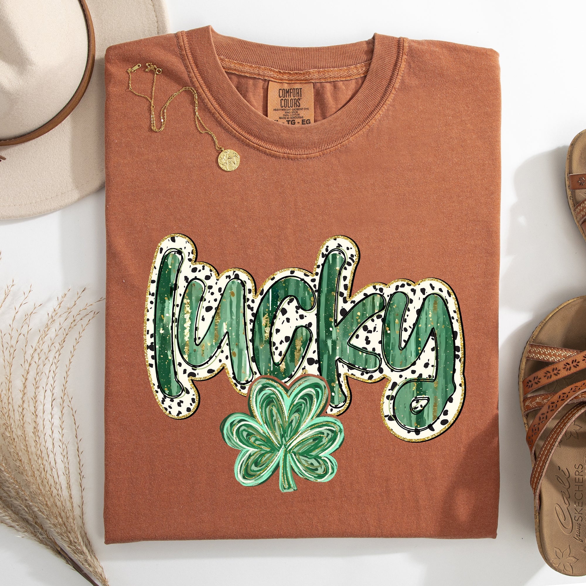 Lucky Leprechaun Dalmatian Print St Patrick's Day Shamrock Clover Limited Edition Comfort Colors Tee