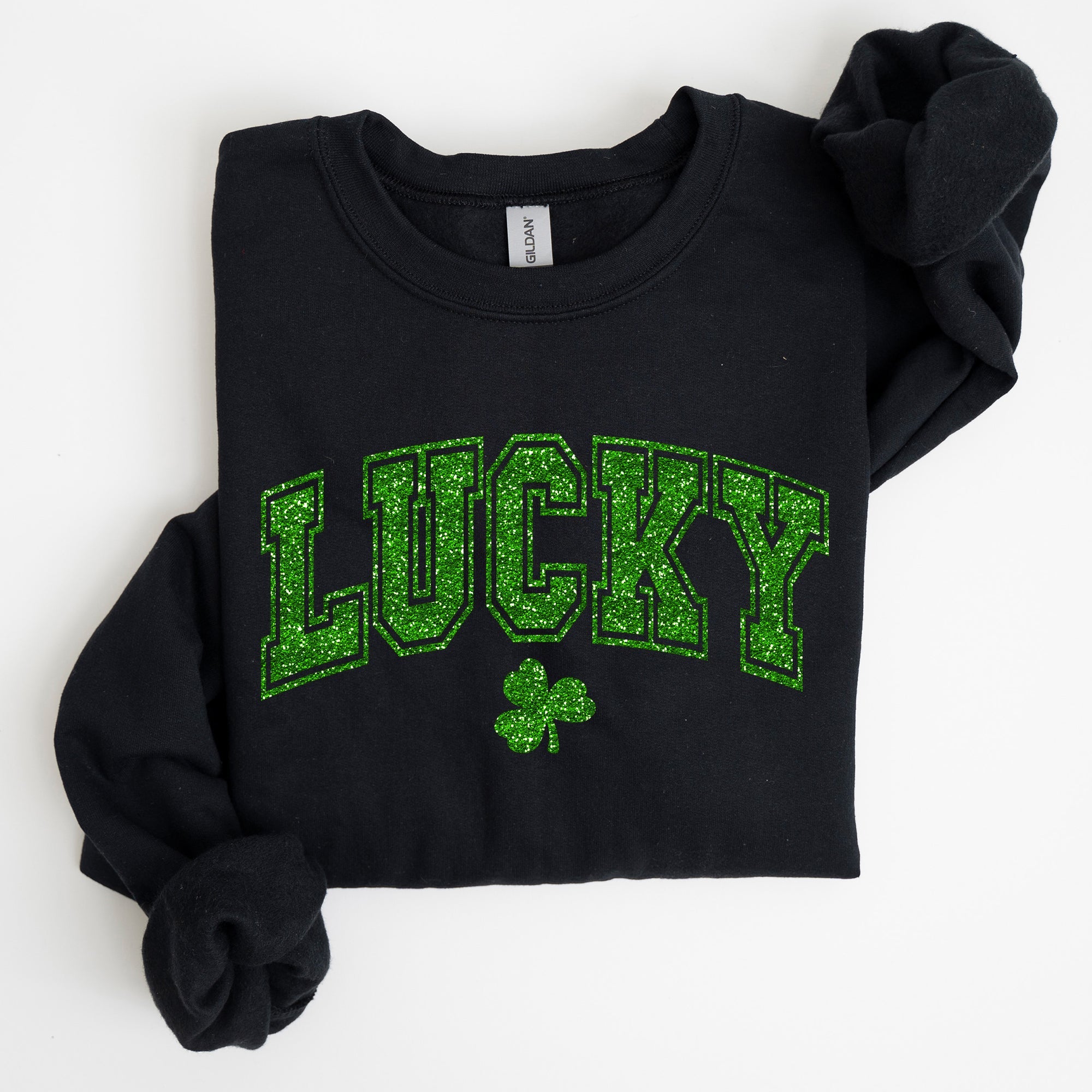 Lucky Glitter Shamrock St Patrick's Day Festive Glitter Pattern Cozy Limited Edition Sweatshirt