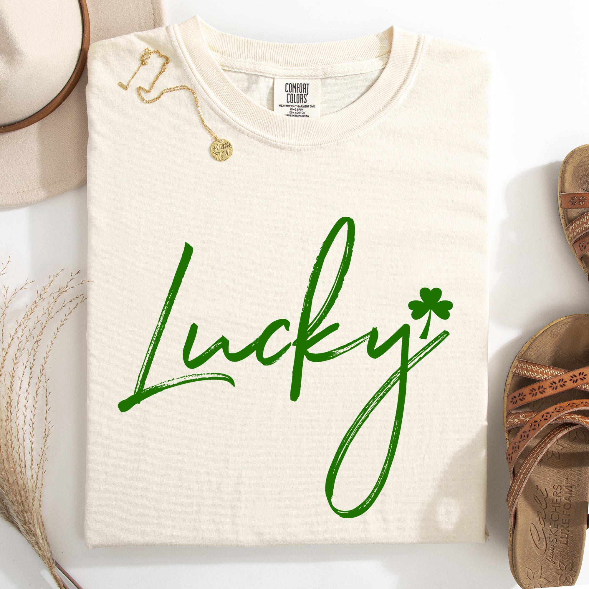 Lucky Minimalist Shamrock Leprechaun St Patrick's Day Edition Comfort Colors Tee