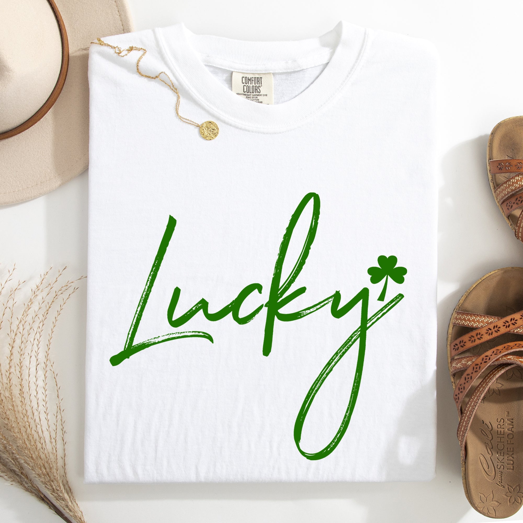 Lucky Minimalist Shamrock Leprechaun St Patrick's Day Edition Comfort Colors Tee