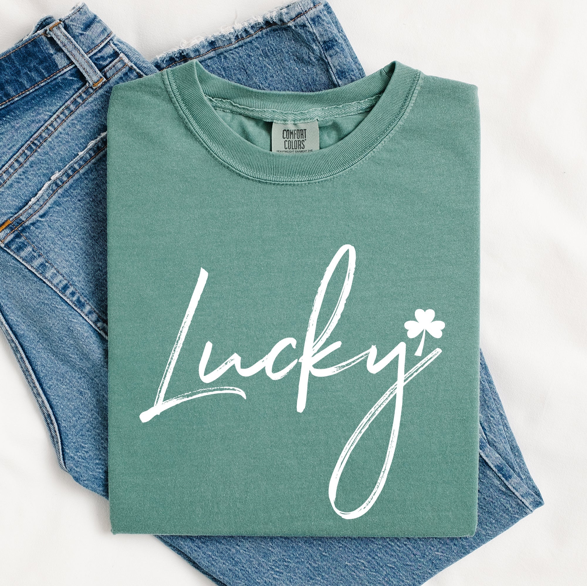Lucky Minimalist Shamrock Leprechaun St Patrick's Day Edition Comfort Colors Tee