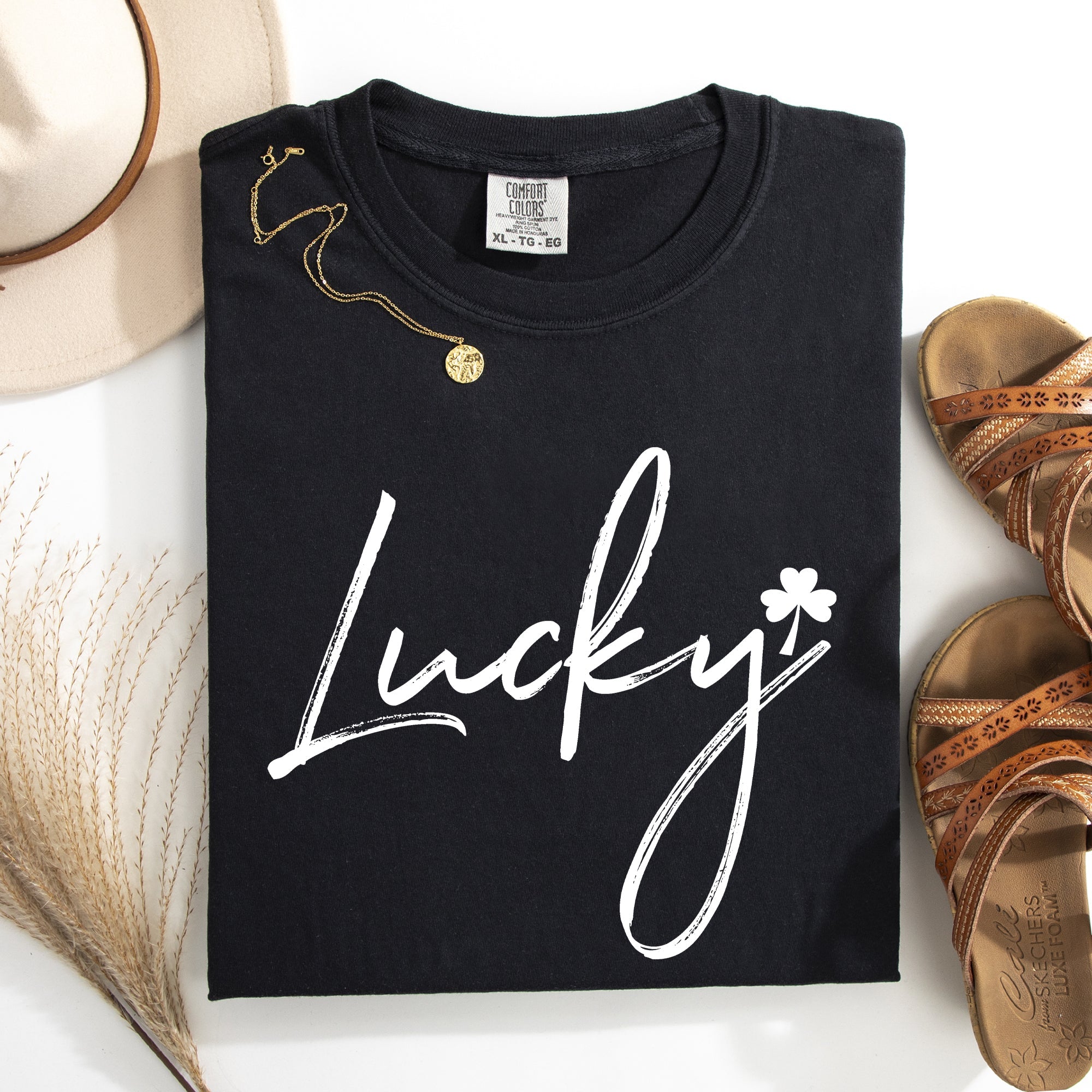 Lucky Minimalist Shamrock Leprechaun St Patrick's Day Edition Comfort Colors Tee