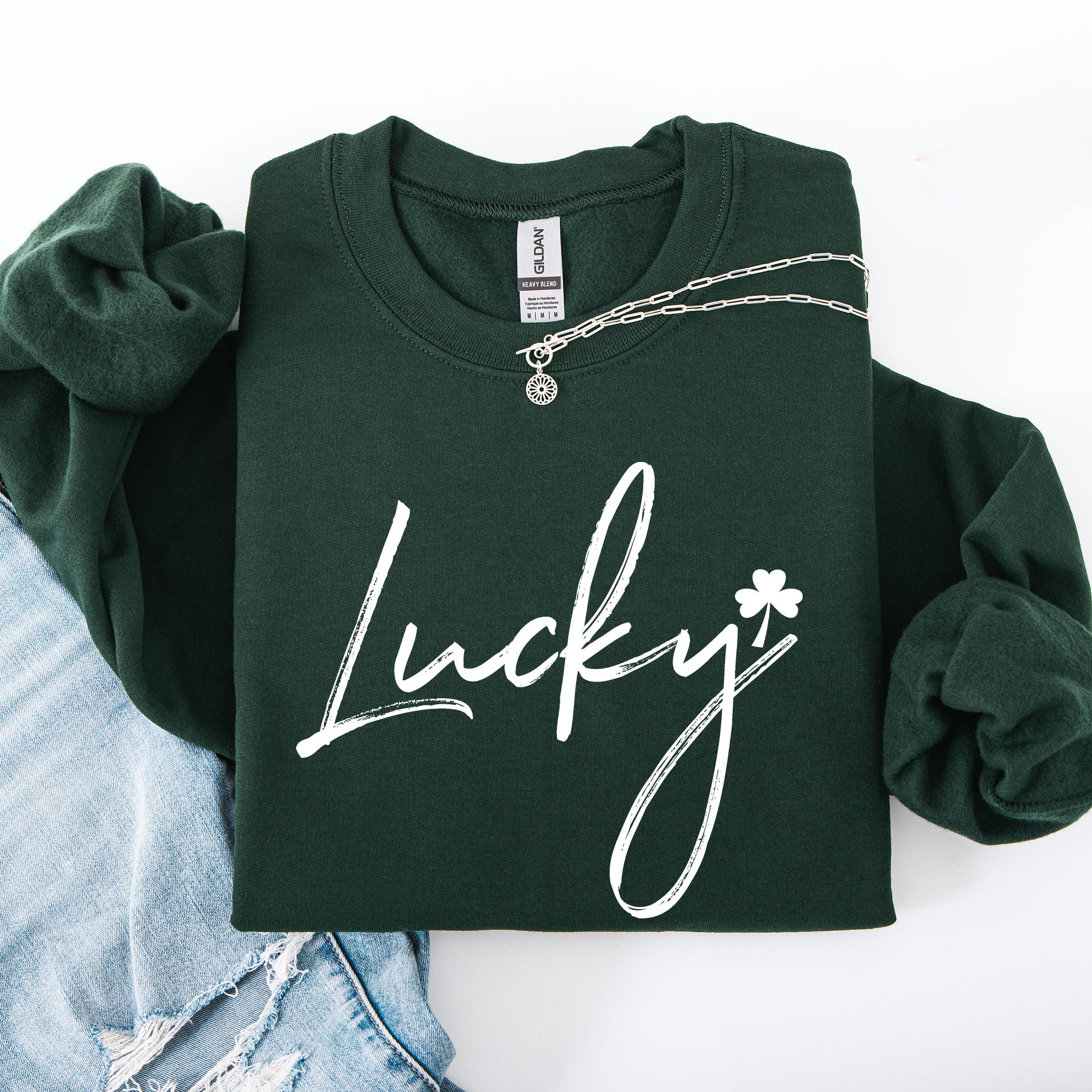 Lucky Minimalist St Patrick's Day Shamrock Clover Leprechaun Festive Cozy Sweatshirt