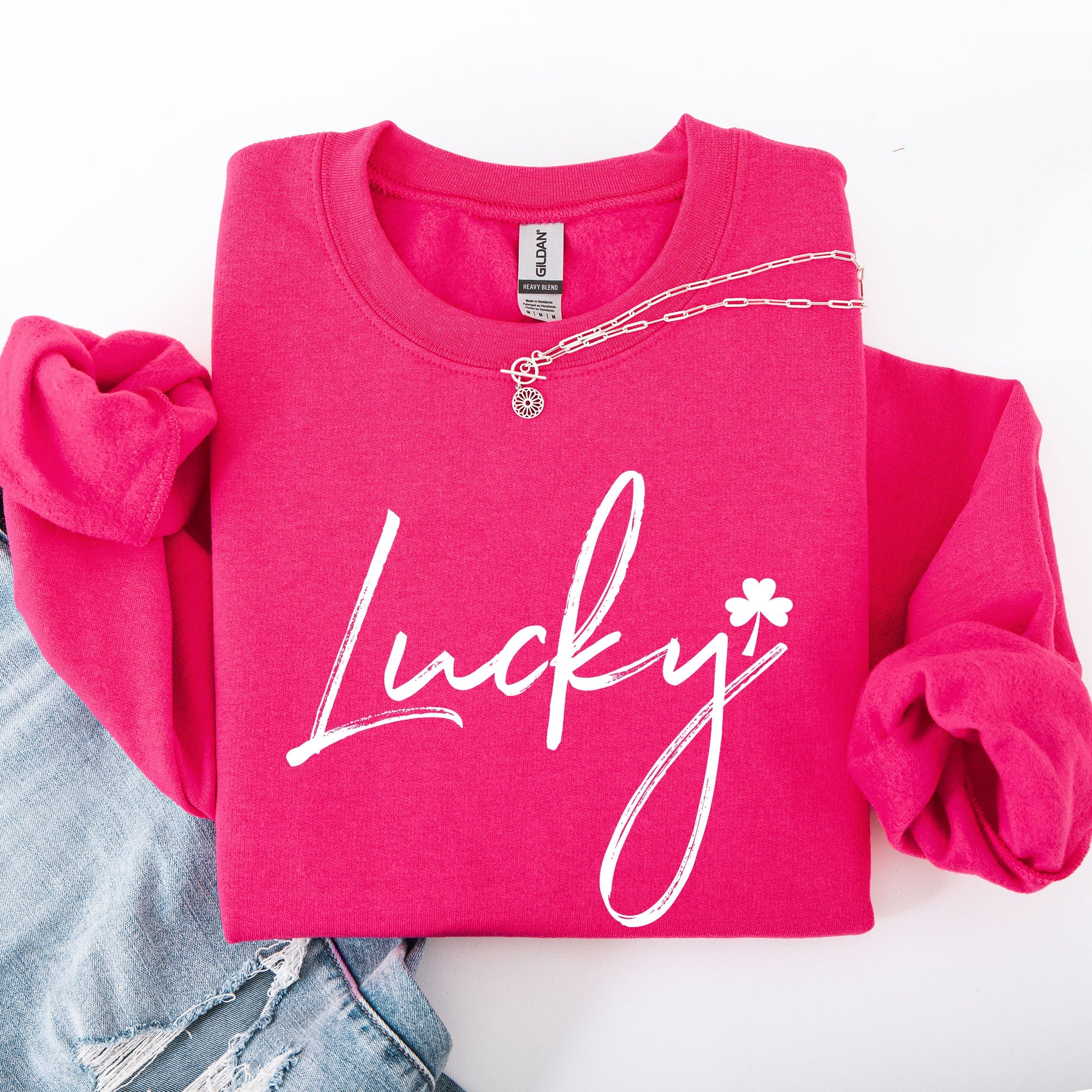 Lucky Minimalist St Patrick's Day Shamrock Clover Leprechaun Festive Cozy Sweatshirt