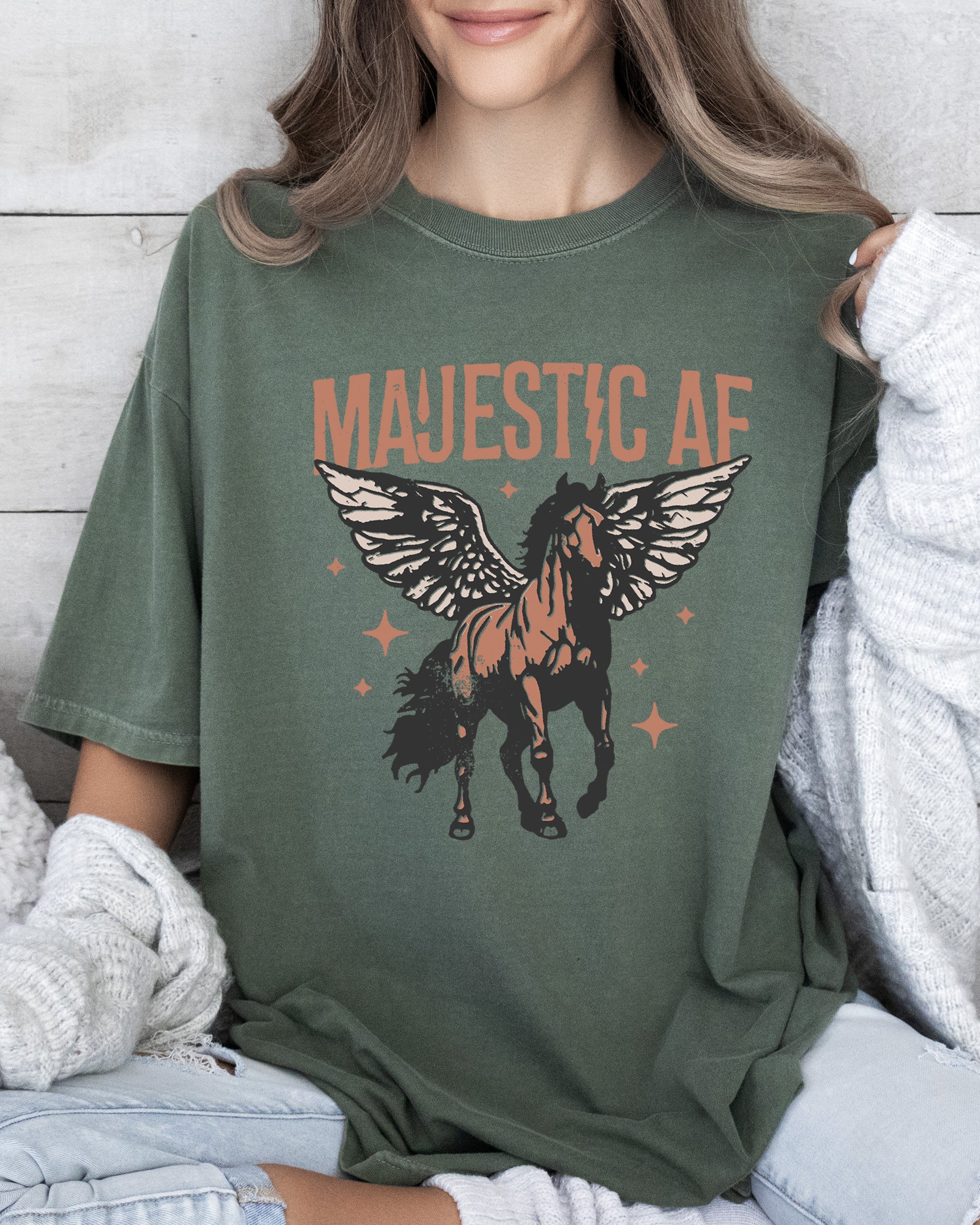 Majestic Unicorn Winged Horse Retro Vintage Fantasy Creature Artwork Comfort Colors Tee