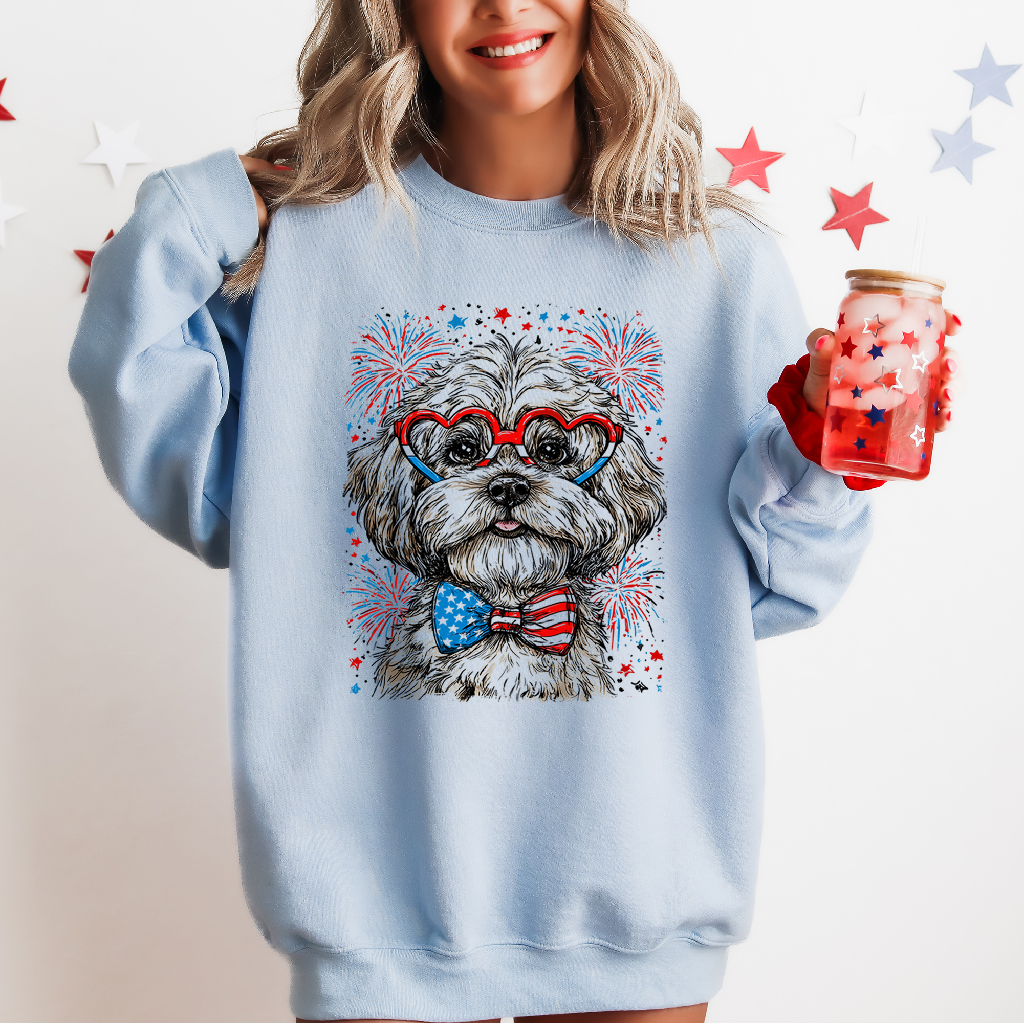 Maltese Patriotic Dog USA 4th Of July Celebration Pet Lover Pride Cozy Warm Classic Sweatshirt