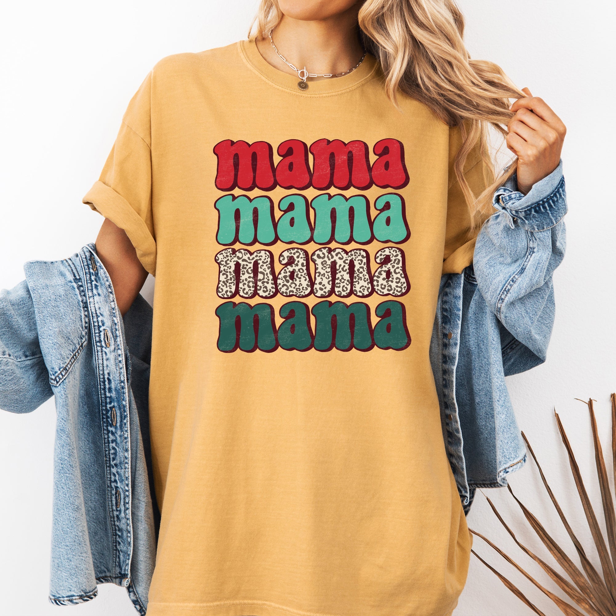 Mama Mama Mama Mama Christmas Retro Leopard Print Santa Xmas Holiday Edition Comfort Colors Tee