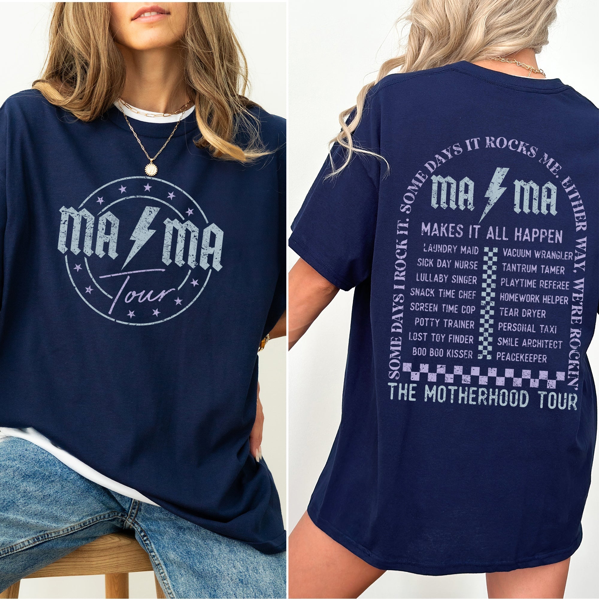 Mama Rock Tour World Tour Rock And Roll Mom Life Motherhood Theme Comfort Colors Tee