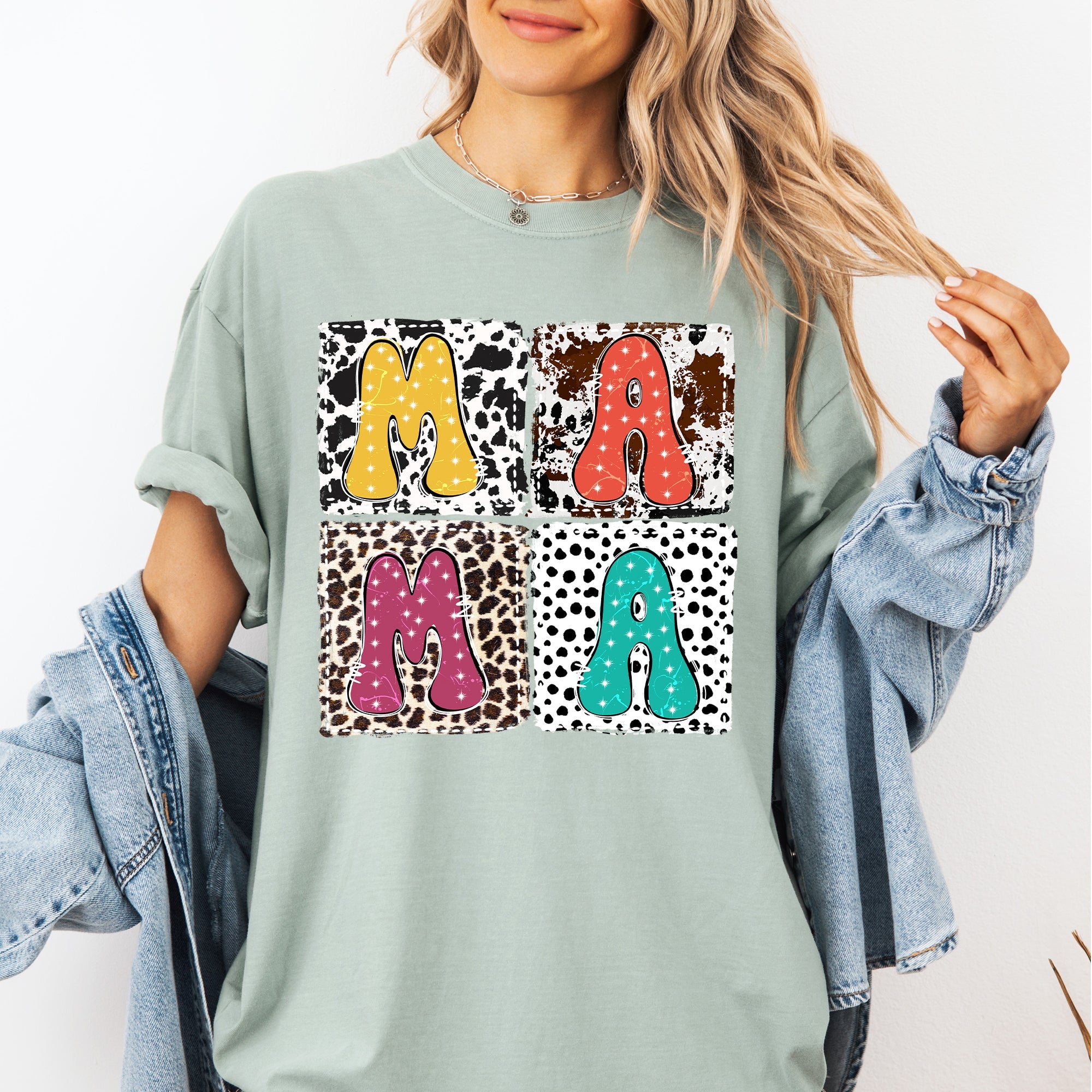 Mama Animal Print Leopard Cow Dalmatian Retro Vintage Mother's Day Comfort Colors Tee