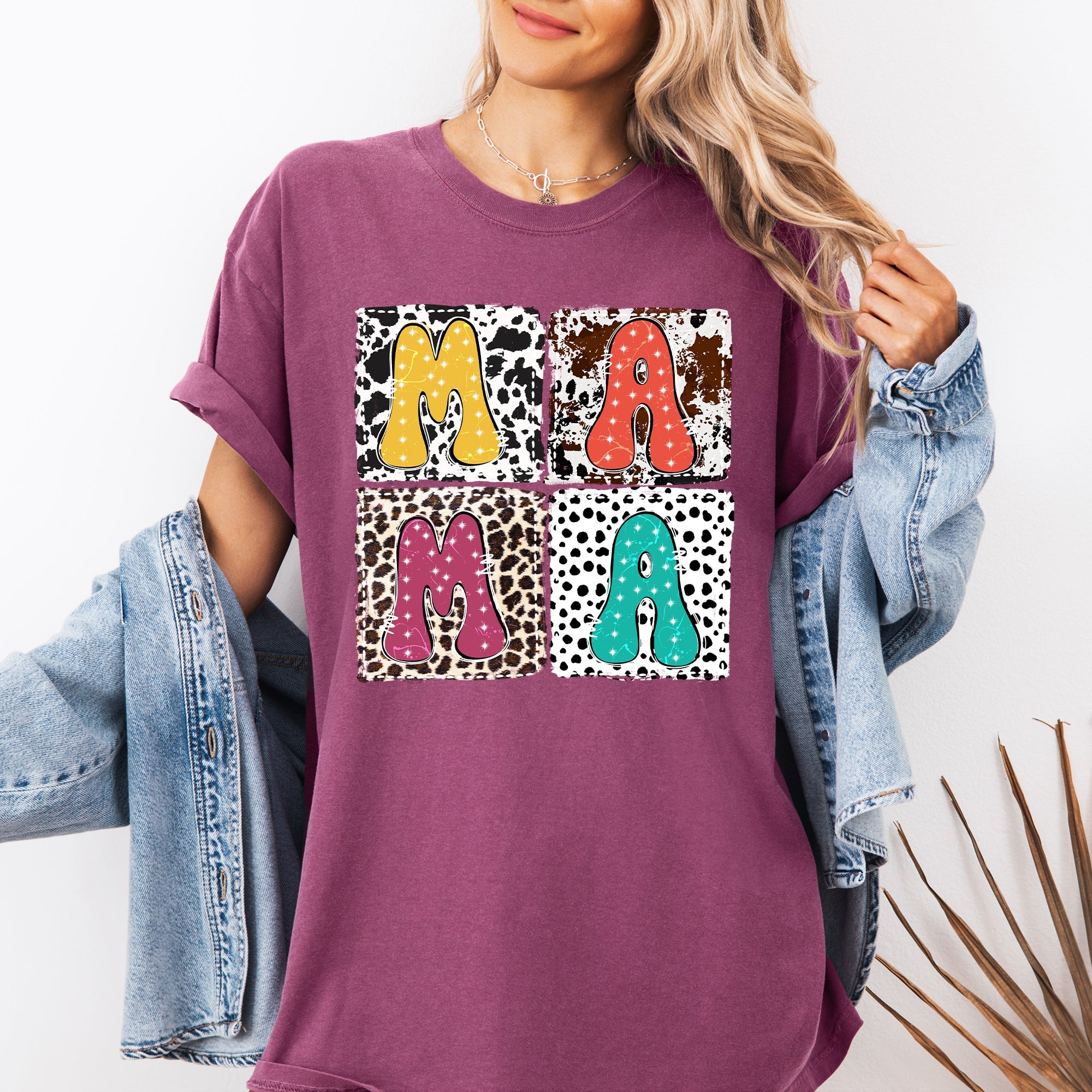Mama Animal Print Leopard Cow Dalmatian Retro Vintage Mother's Day Comfort Colors Tee