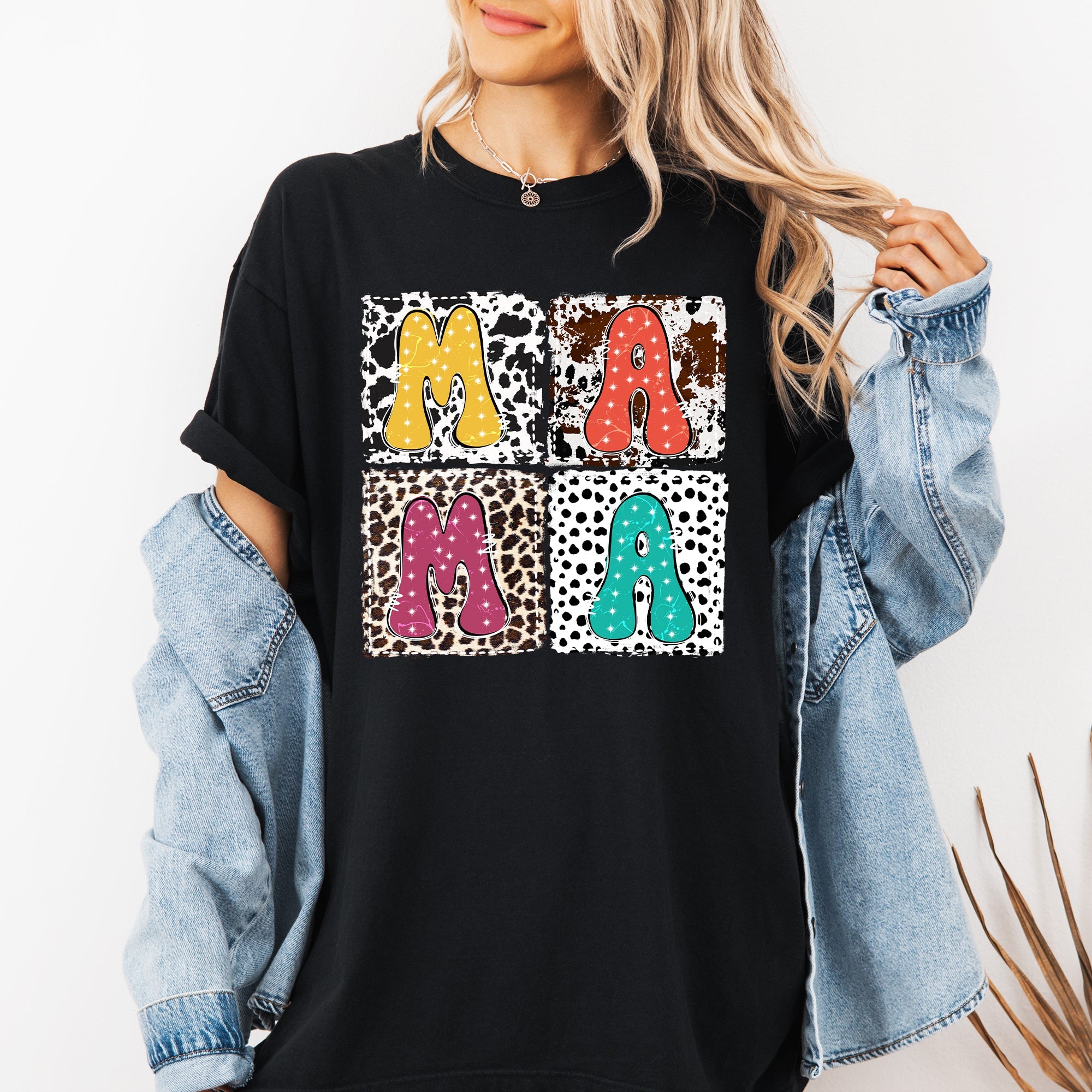 Mama Animal Print Leopard Cow Dalmatian Retro Vintage Mother's Day Comfort Colors Tee