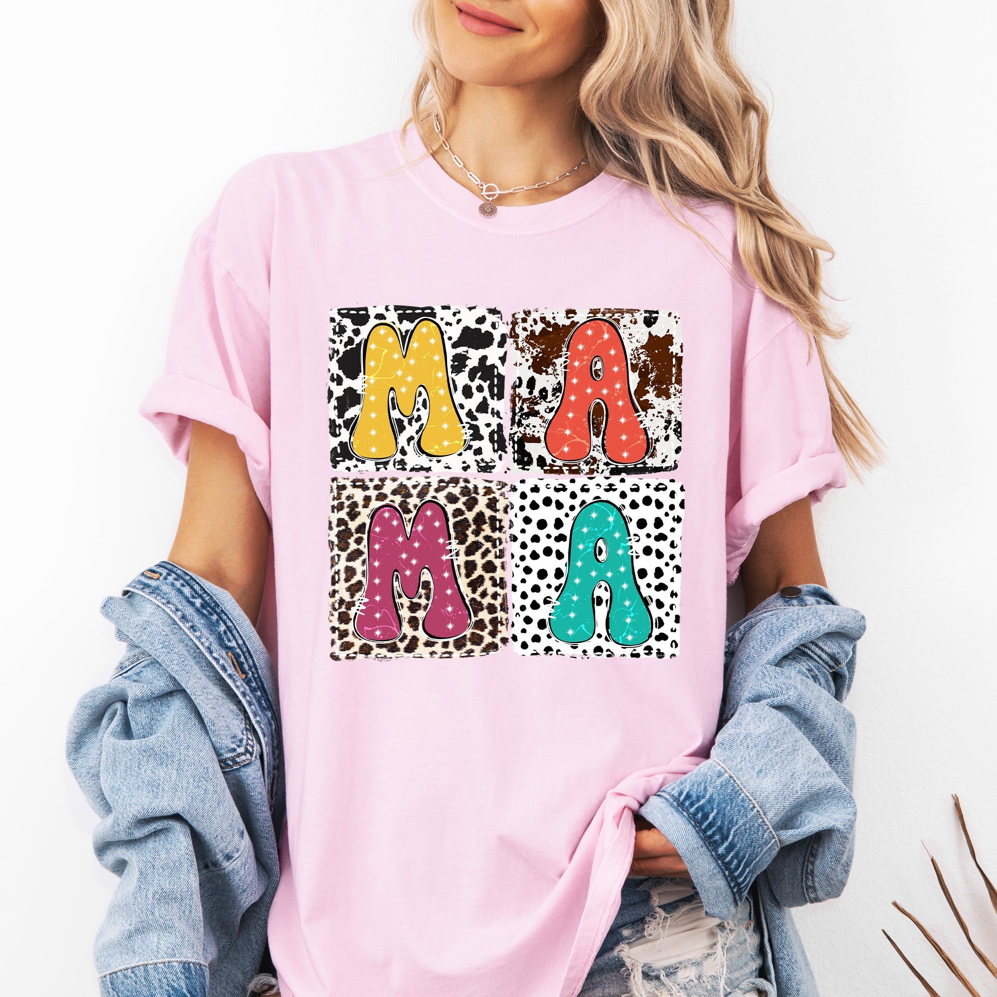 Mama Animal Print Leopard Cow Dalmatian Retro Vintage Mother's Day Comfort Colors Tee