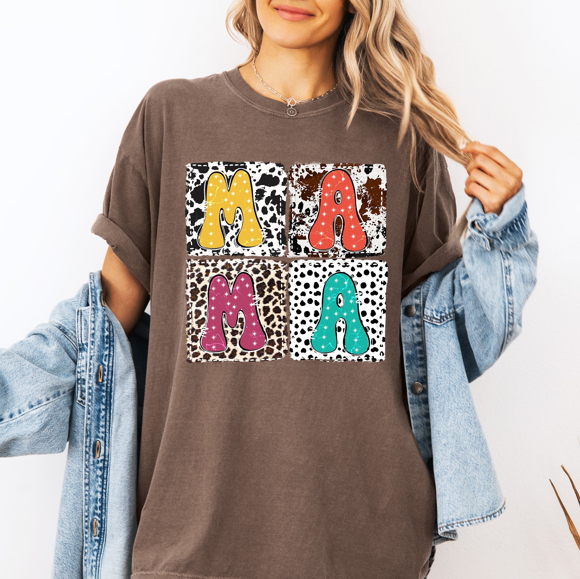 Mama Animal Print Leopard Cow Dalmatian Retro Vintage Mother's Day Comfort Colors Tee