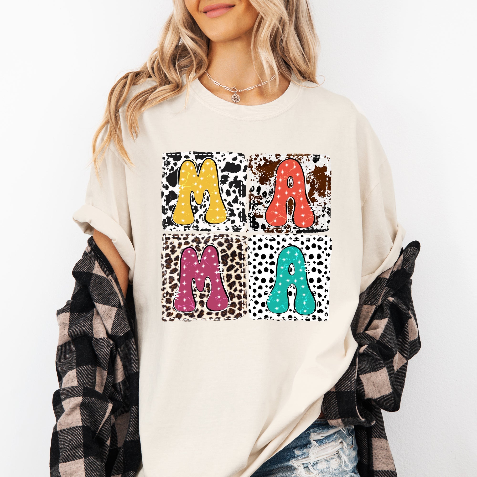 Mama Animal Print Leopard Cow Dalmatian Retro Vintage Mother's Day Comfort Colors Tee