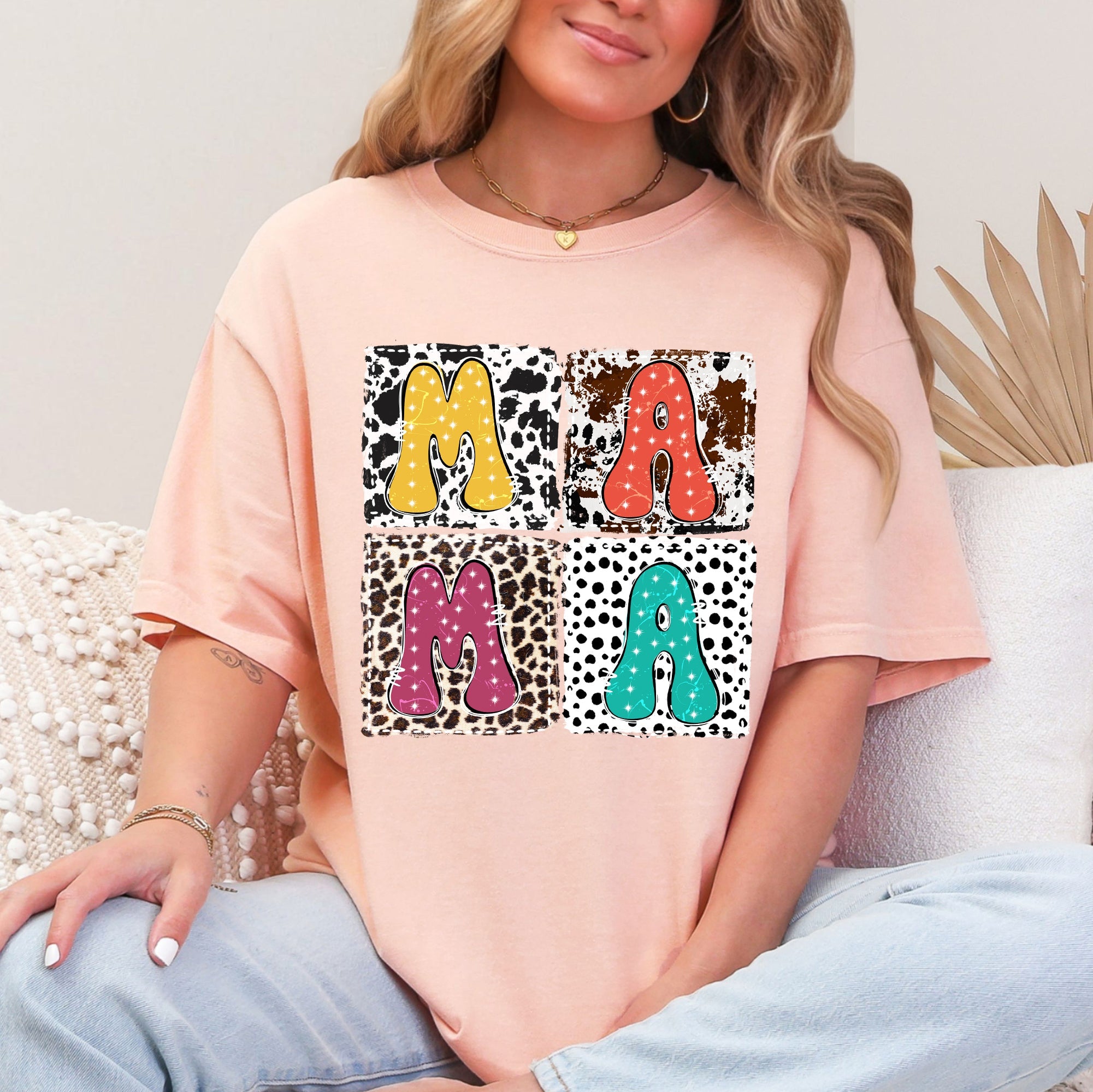 Mama Animal Print Leopard Cow Dalmatian Retro Vintage Mother's Day Comfort Colors Tee