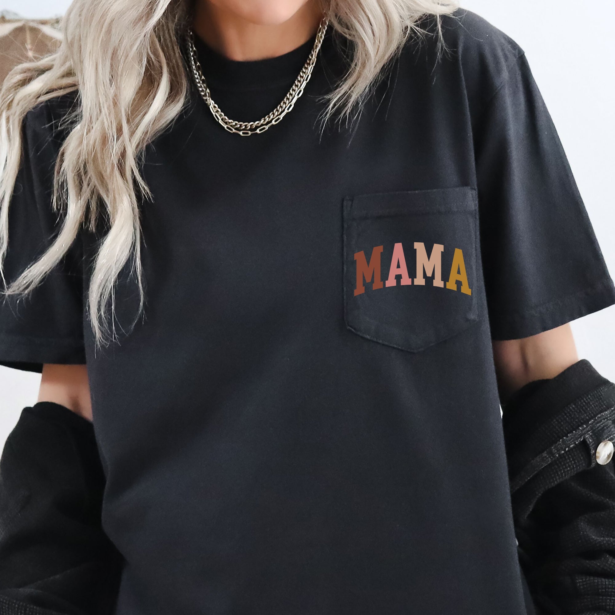 Mama Retro Pocket Vintage Inspired Cozy Classic Graphic Art Print Comfort Colors Tee