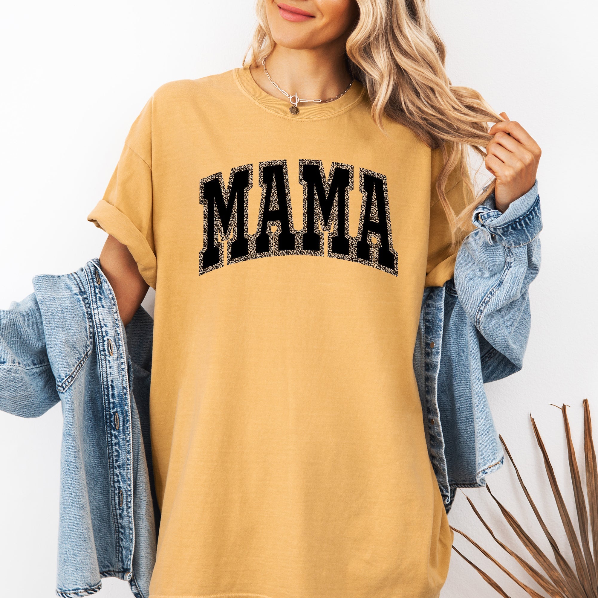 Mama Black Leopard Print Retro Vintage Varsity Mother's Day Classic Comfort Colors Tee