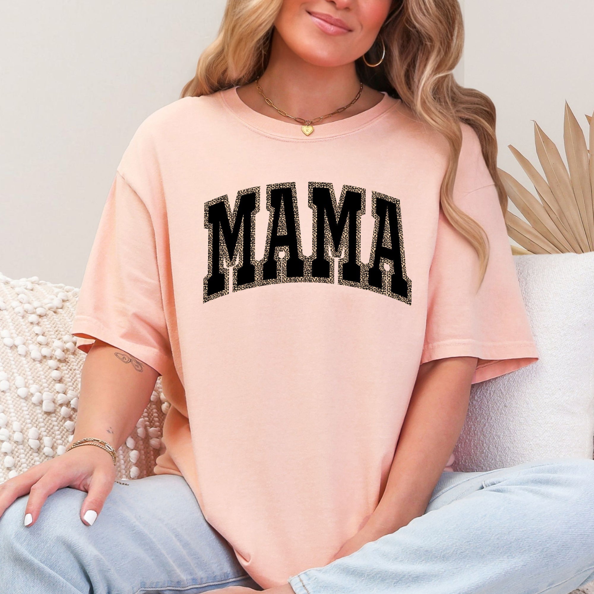 Mama Black Leopard Print Retro Vintage Varsity Mother's Day Classic Comfort Colors Tee