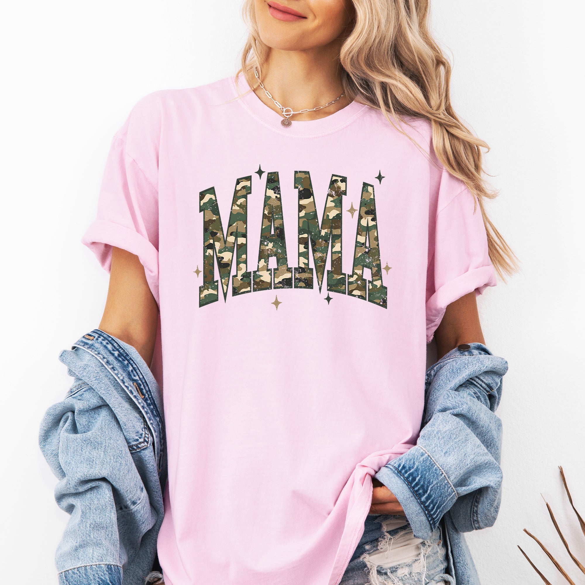 Mama Camouflage Stars Hunting Retro Vintage Outdoor Style Mother's Day Comfort Colors Tee