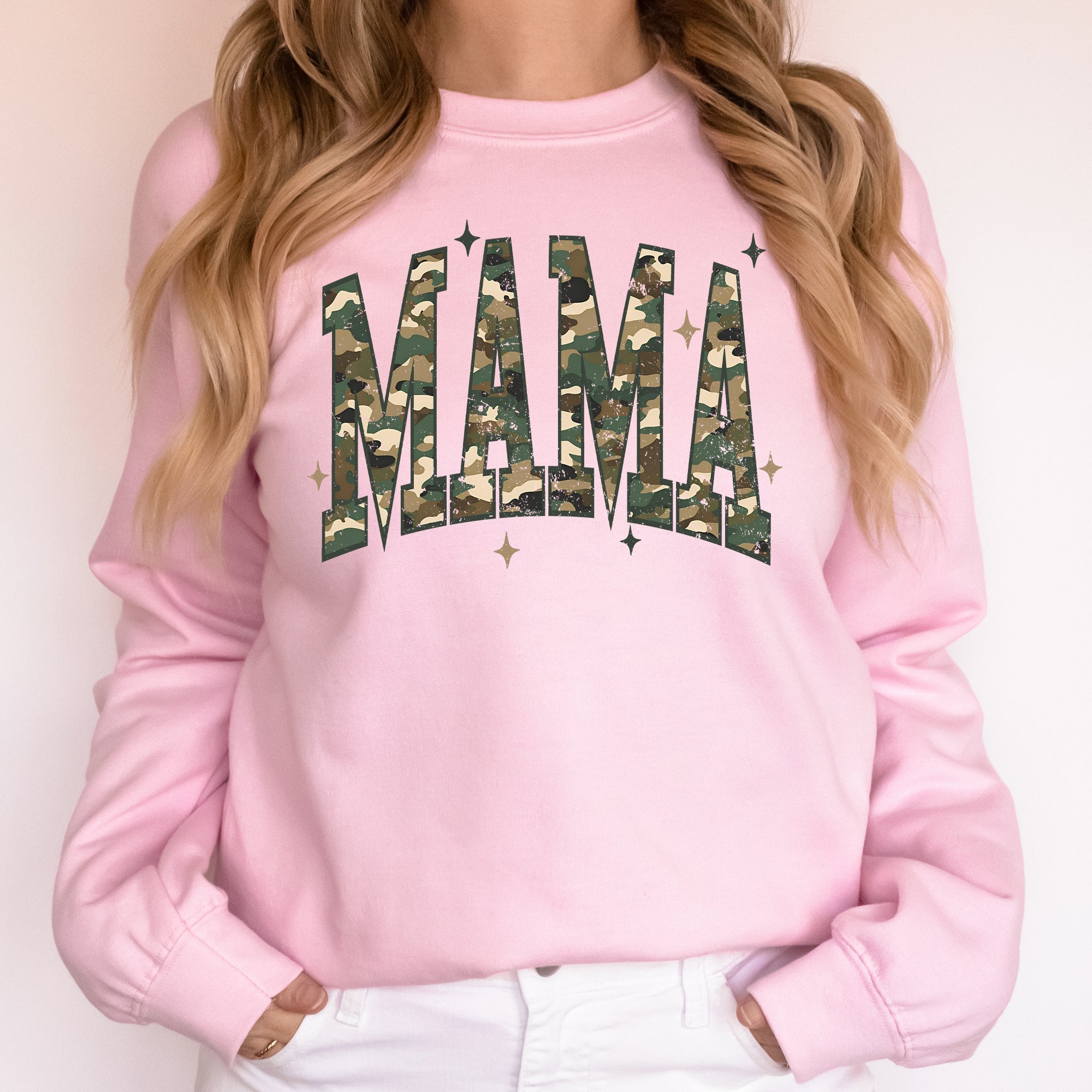 Mama Camo Stars Camouflage Hunting Retro Outdoor Mother's Day Edition Sweatshirt