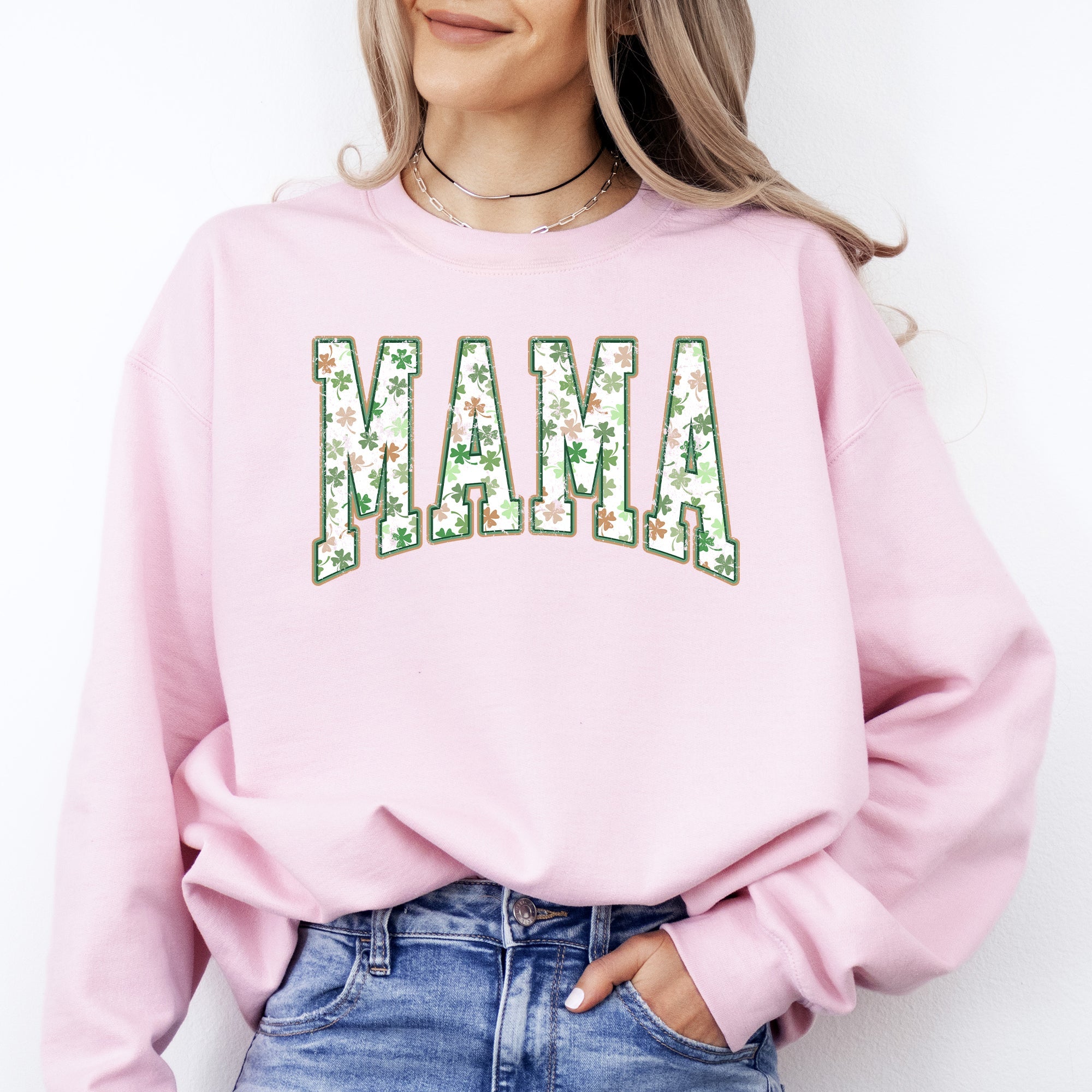 Mama Colorful Shamrocks St Patrick's Day Leprechaun Clover Lucky Celebration Sweatshirt