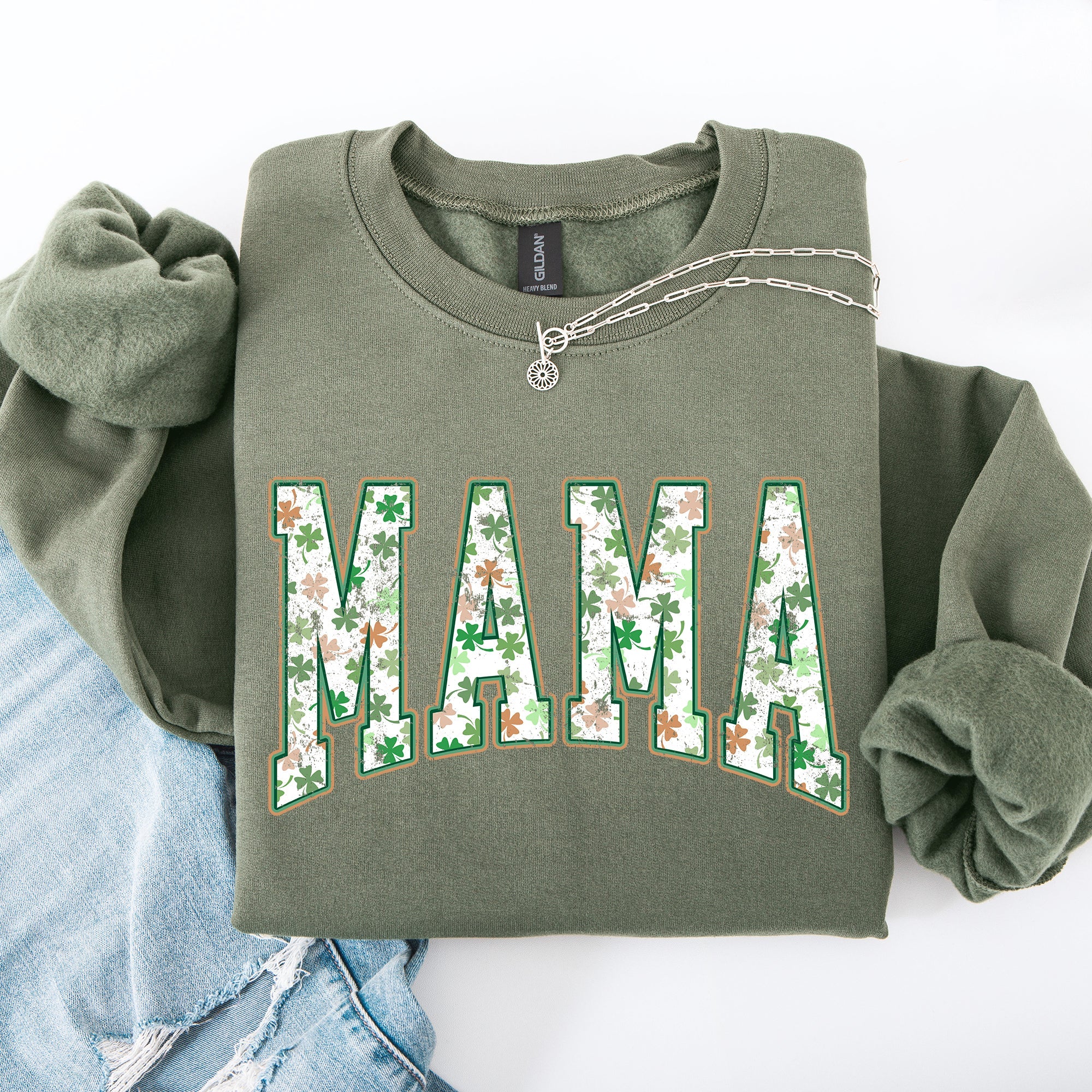 Mama Colorful Shamrocks St Patrick's Day Leprechaun Clover Lucky Celebration Sweatshirt