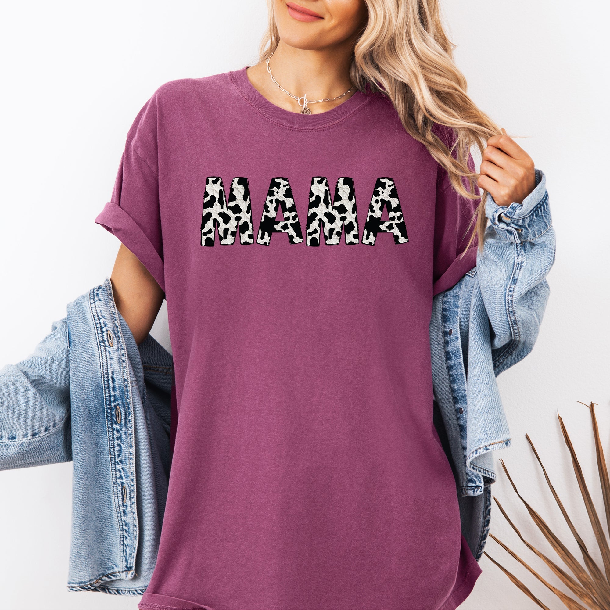 Mama Cow Print Vintage Mother's Day Classic Animal Print Timeless Everyday Wear Comfort Colors Tee